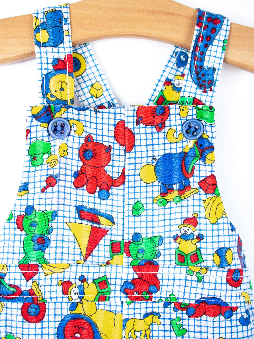 Vintage Healthtex Toy Print Dungaree Shorties - Age 6 months