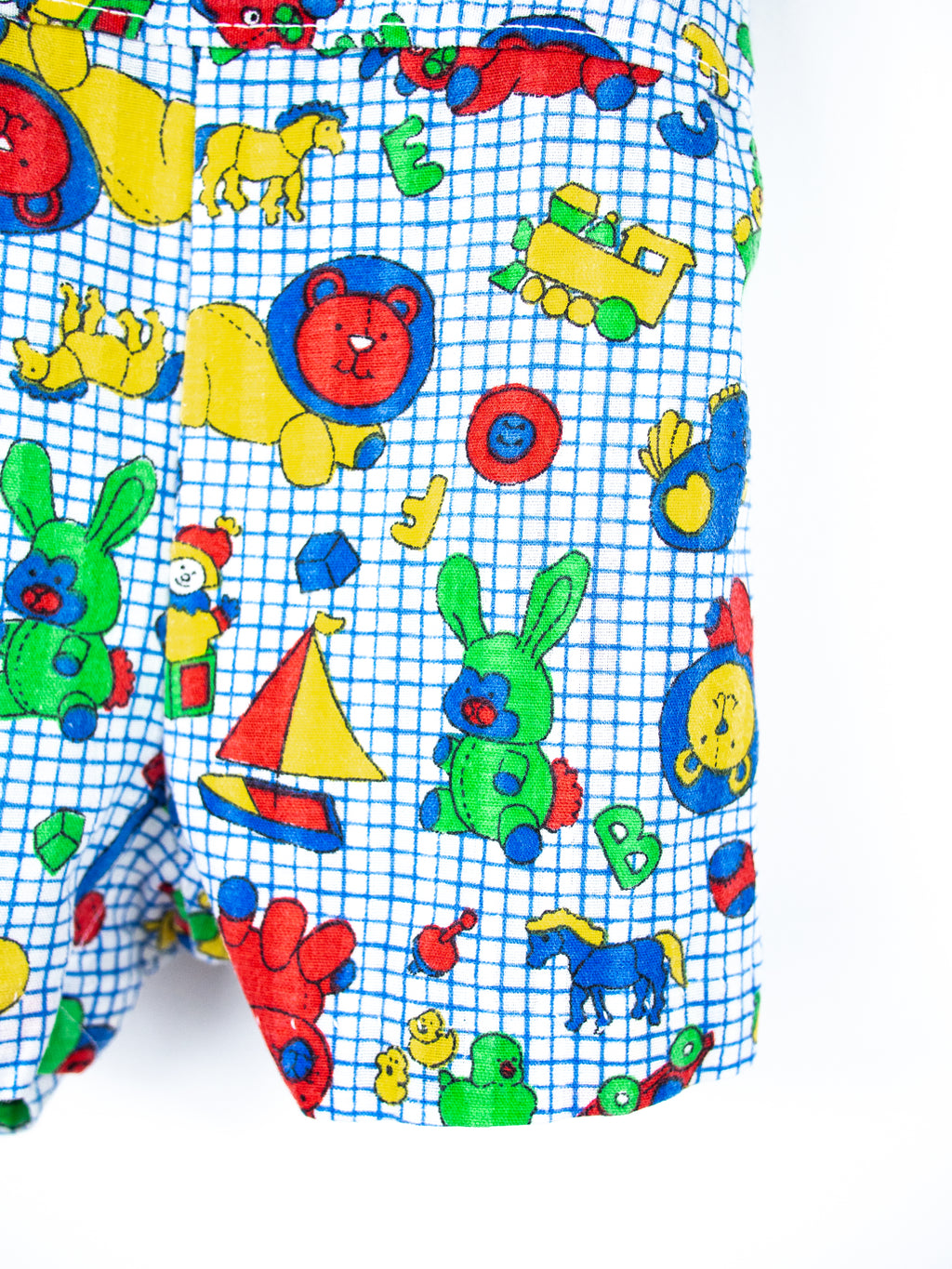 Vintage Healthtex Toy Print Dungaree Shorties - Age 6 months