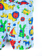 Vintage Healthtex Toy Print Dungaree Shorties - Age 6 months