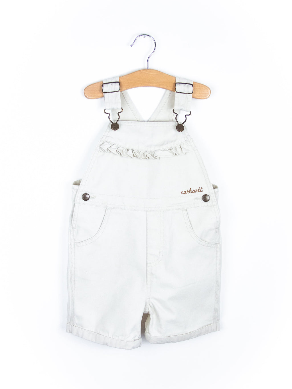 Carhartt White Frill Dungaree Shorties - Age 3 years