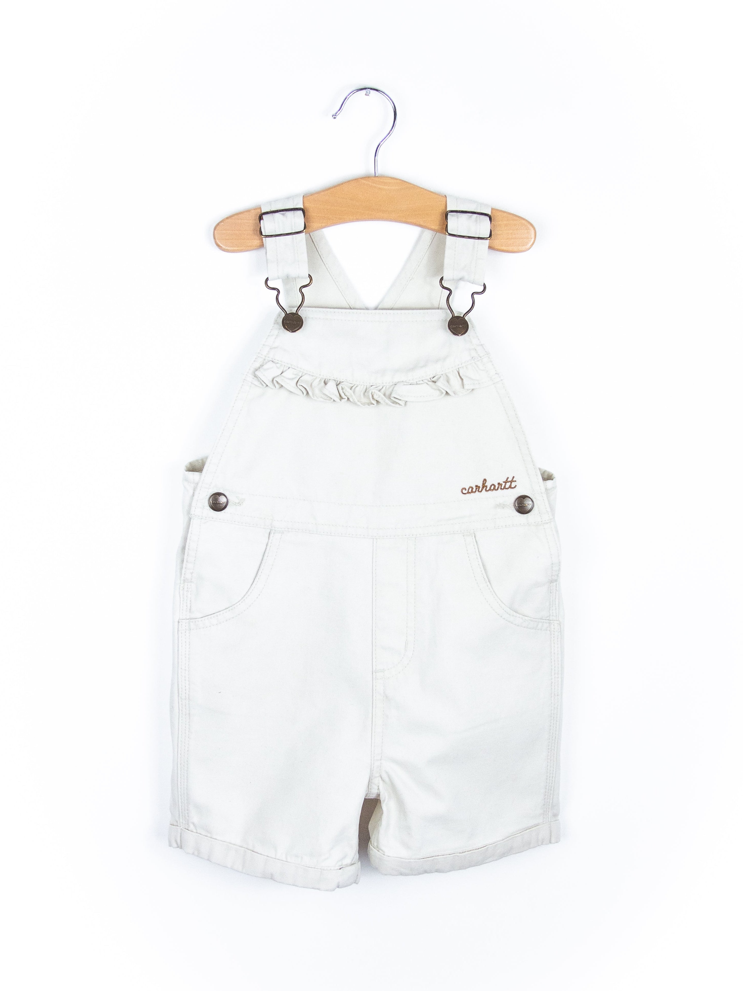 Carhartt White Frill Dungaree Shorties - Age 3 years
