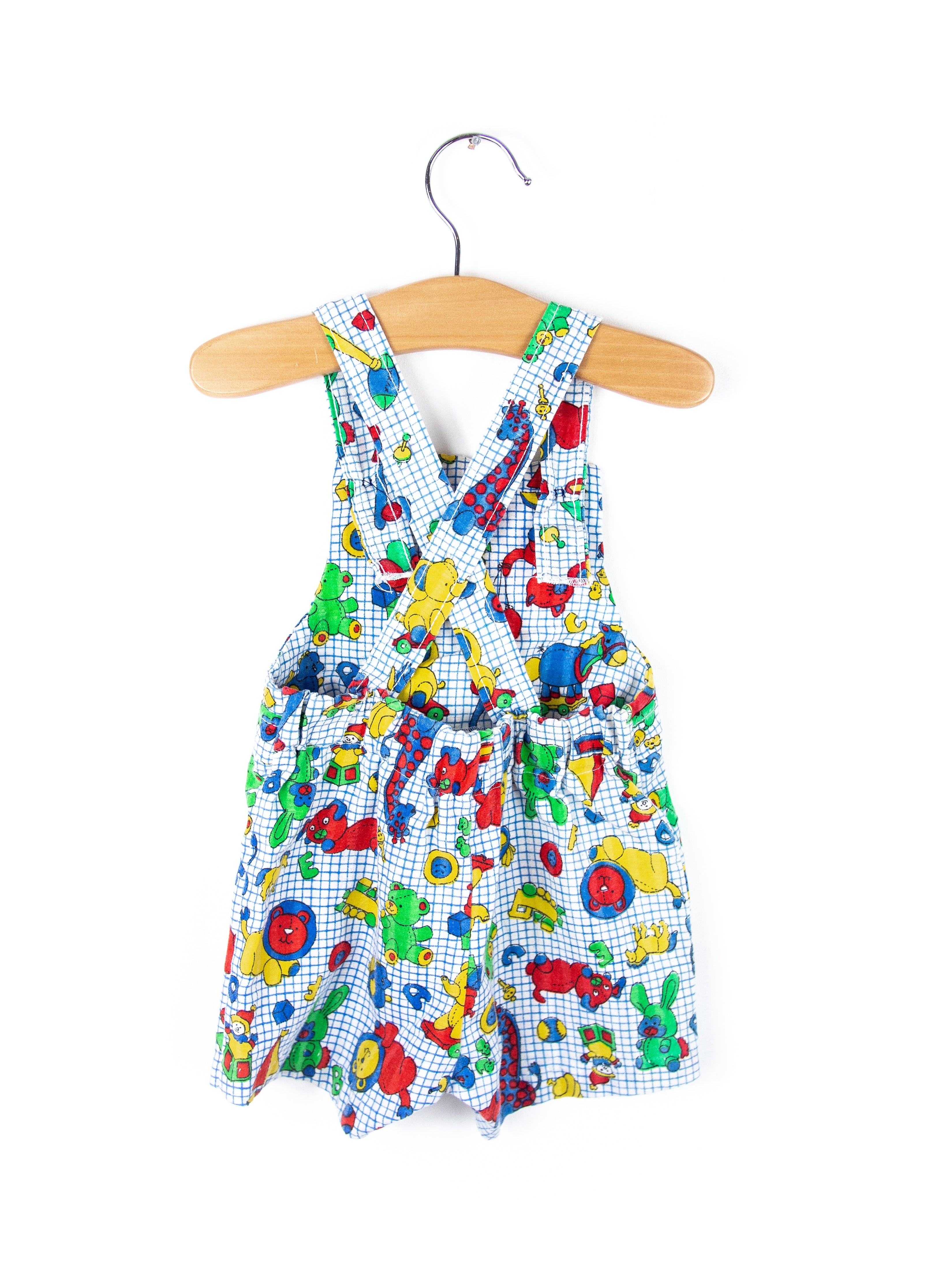 Vintage Healthtex Toy Print Dungaree Shorties - Age 6 months