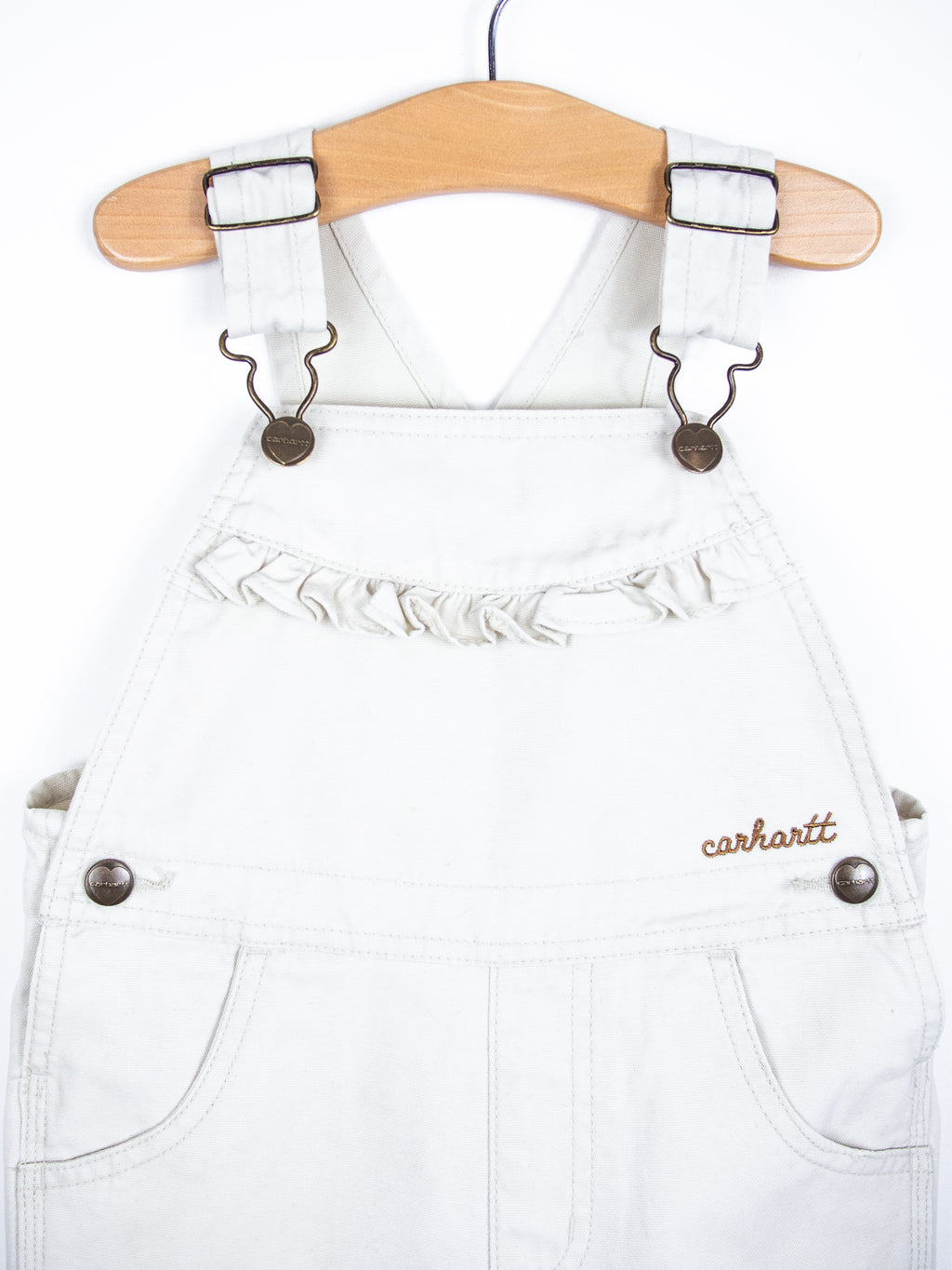 Carhartt White Frill Dungaree Shorties - Age 3 years