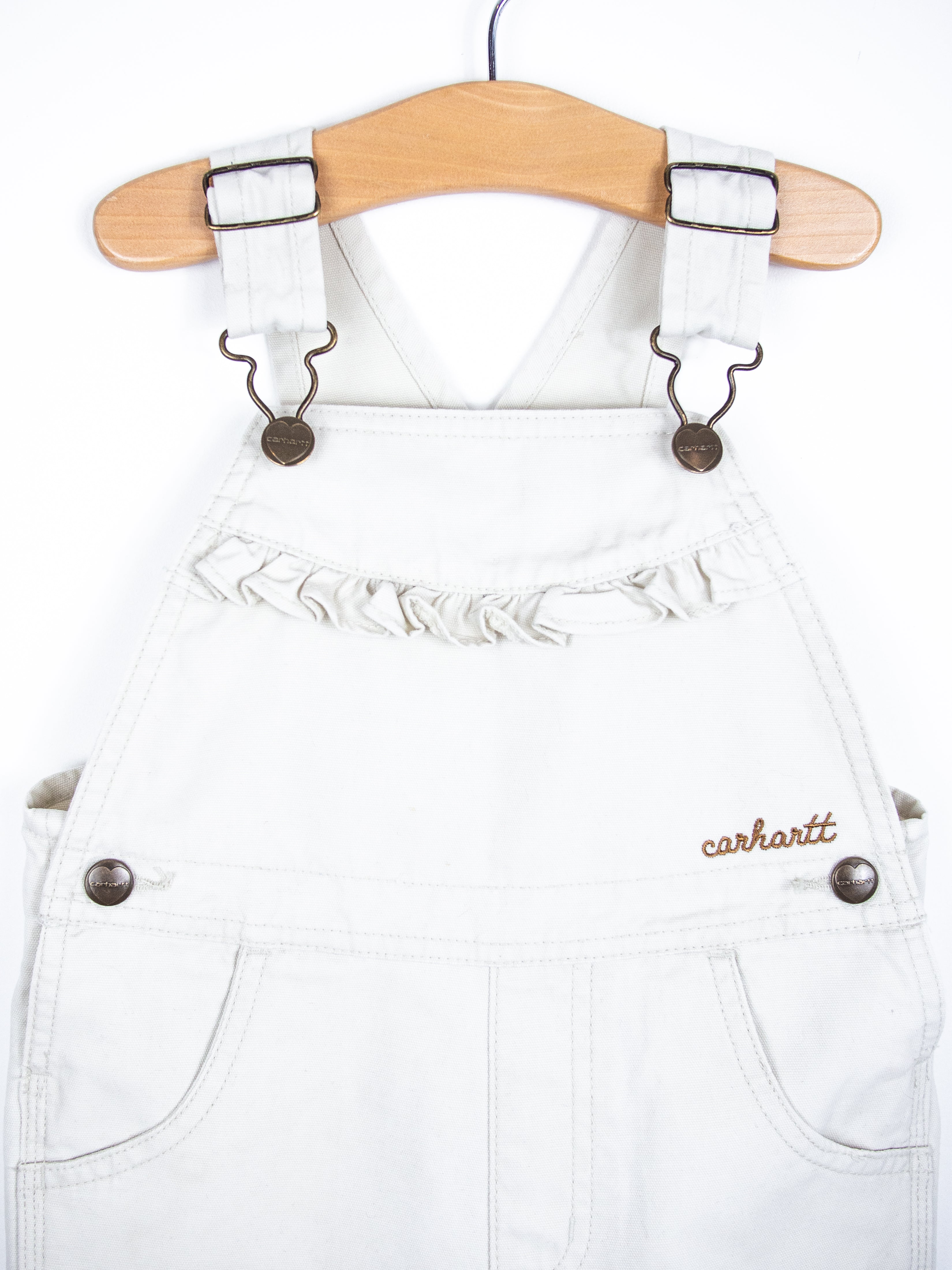 Carhartt White Frill Dungaree Shorties - Age 3 years