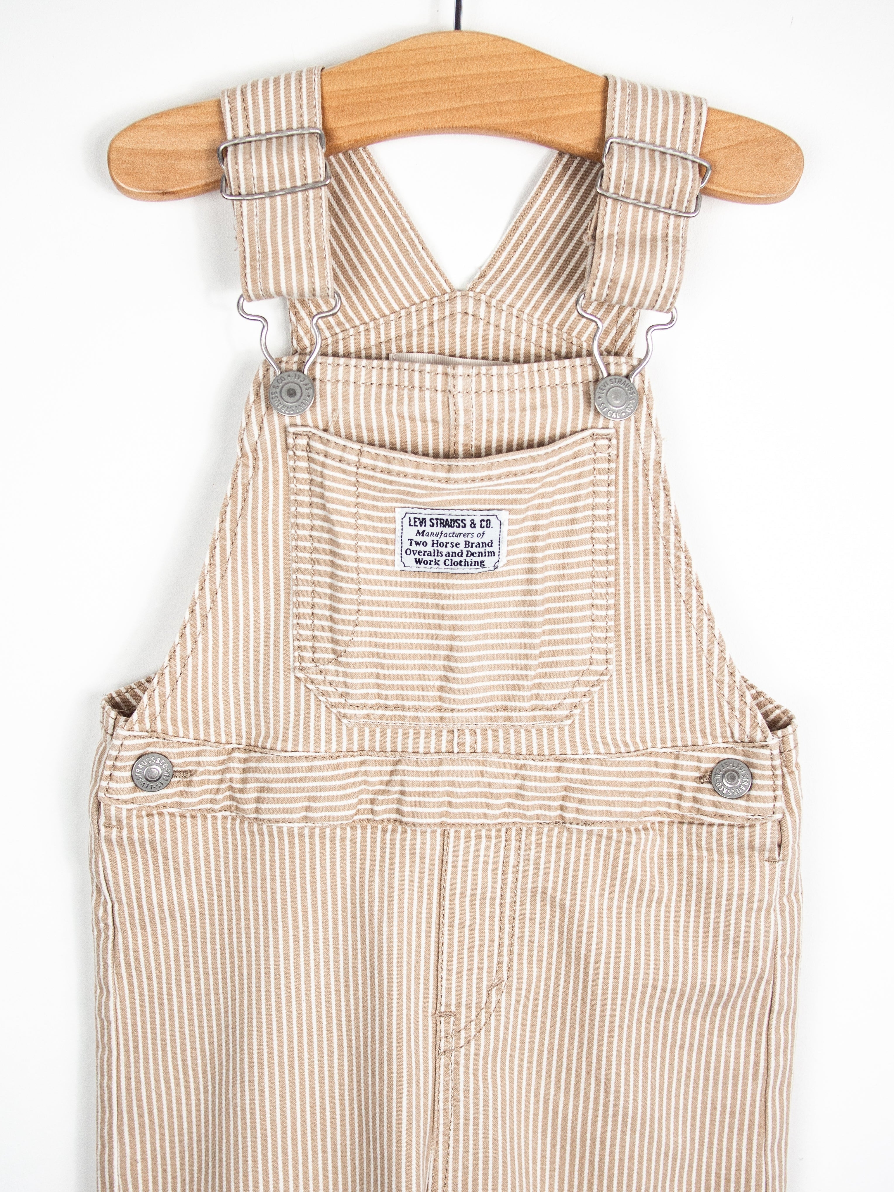 Levi's Brown Hickory Stripe Dungarees - Age 18-24 months
