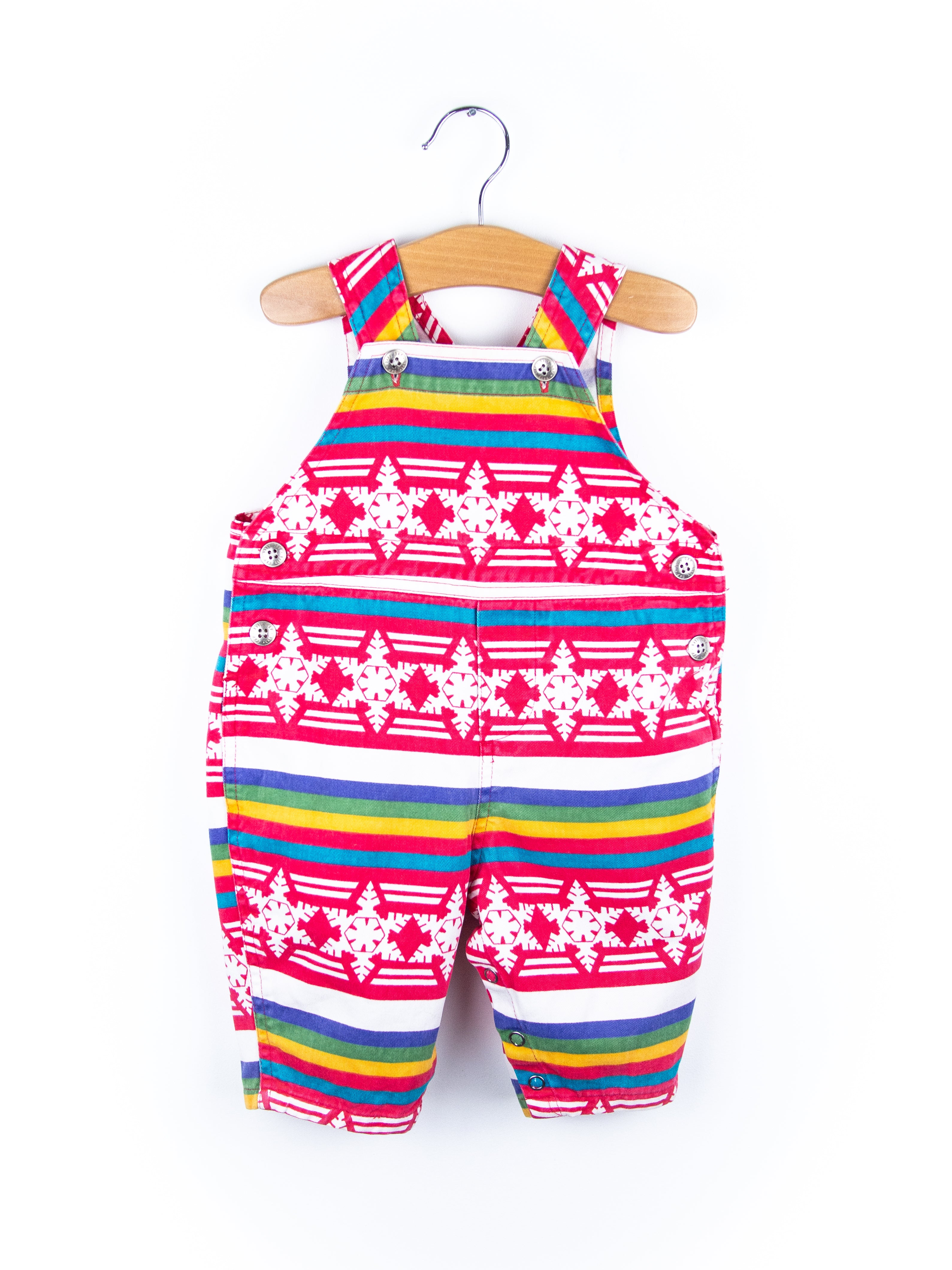 Vintage Gap Rainbow Stripe Snowflake Dungarees - Age 3-6 months