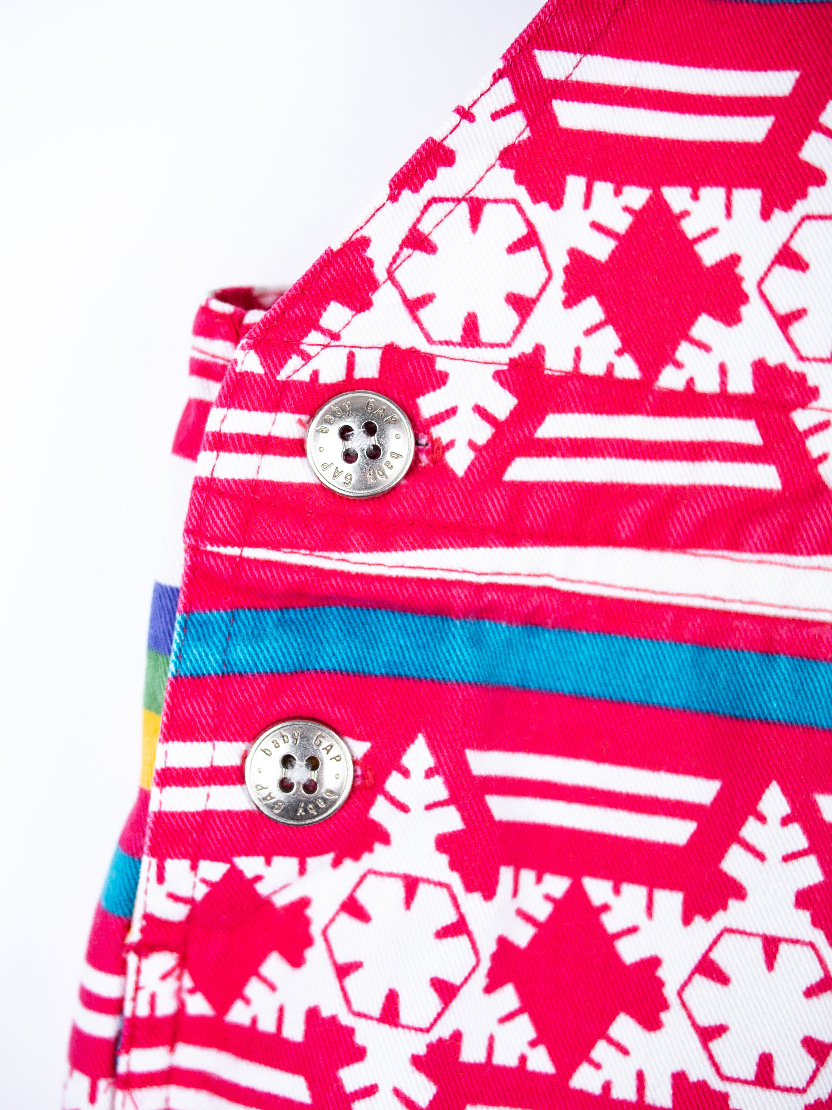 Vintage Gap Rainbow Stripe Snowflake Dungarees - Age 3-6 months