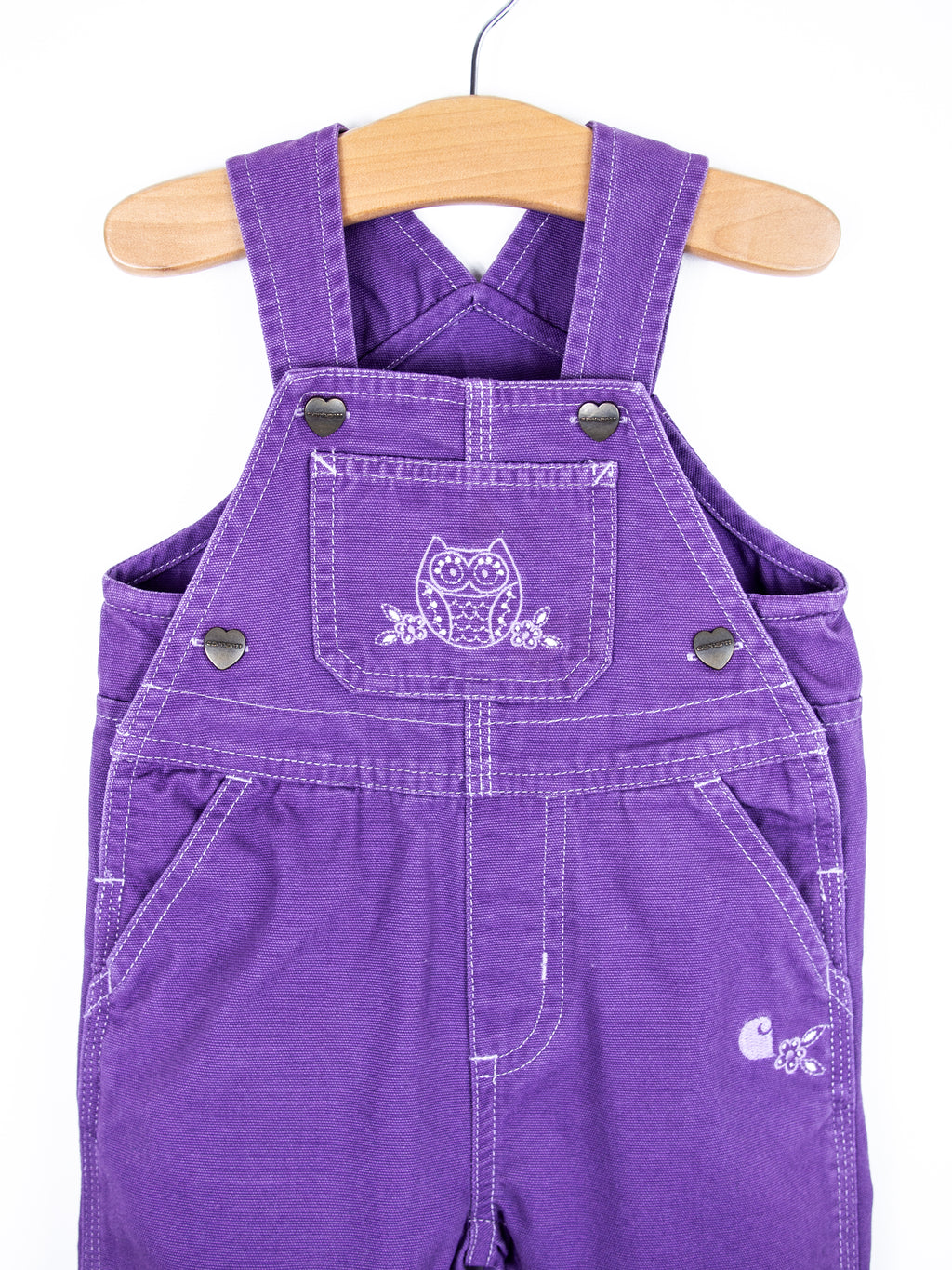 Carhartt Purple Owl Embroidered Dungarees - Age 6-9 months