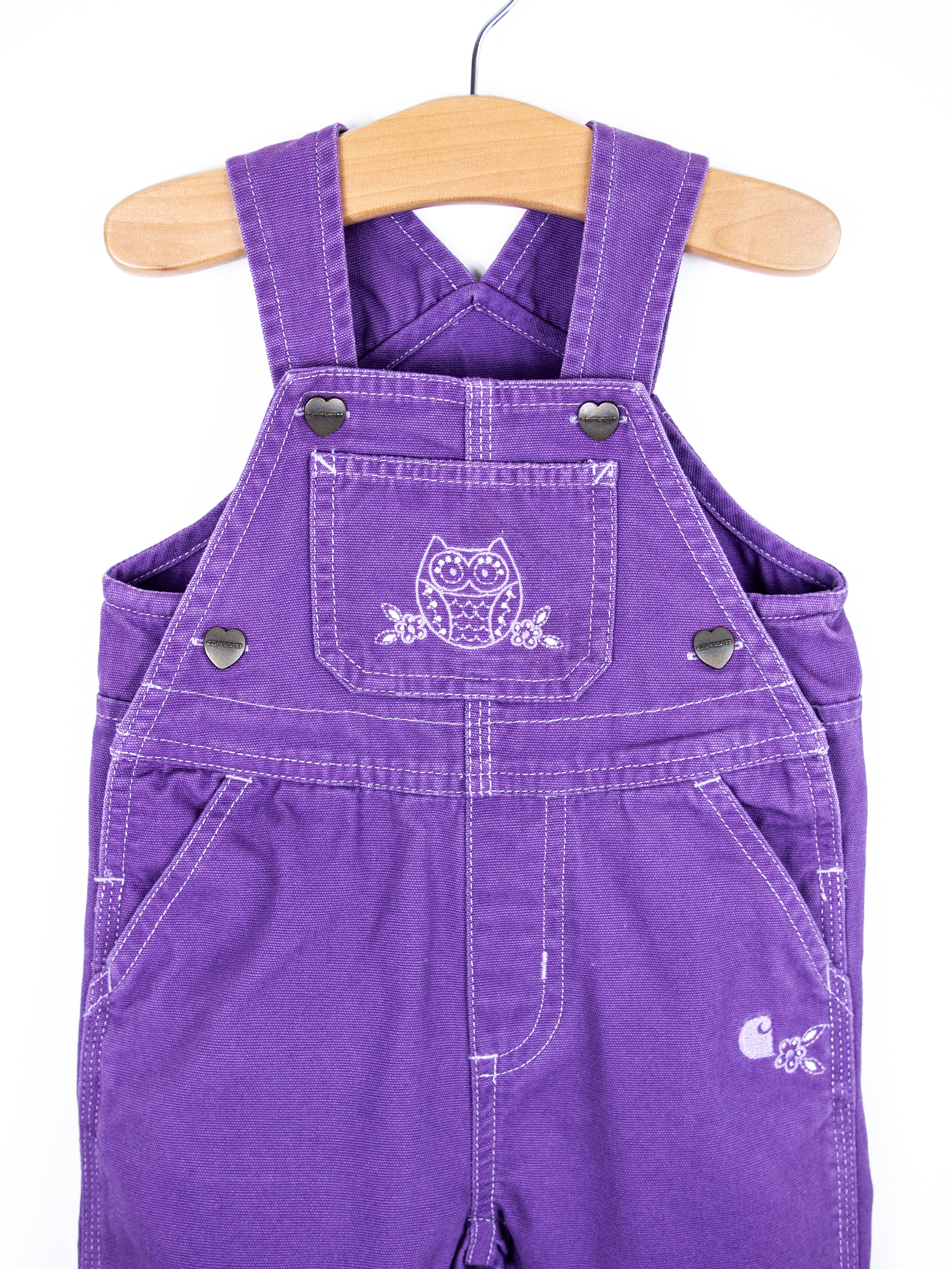 Carhartt Purple Owl Embroidered Dungarees - Age 6-9 months