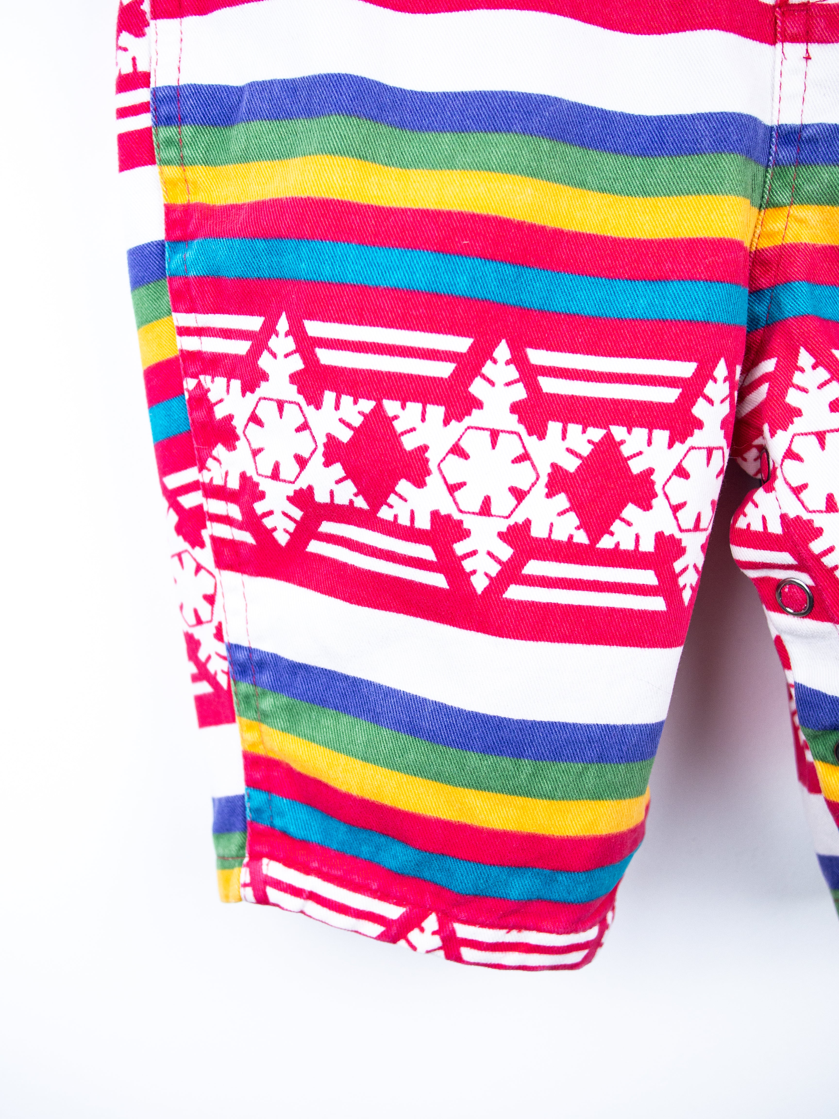 Vintage Gap Rainbow Stripe Snowflake Dungarees - Age 3-6 months