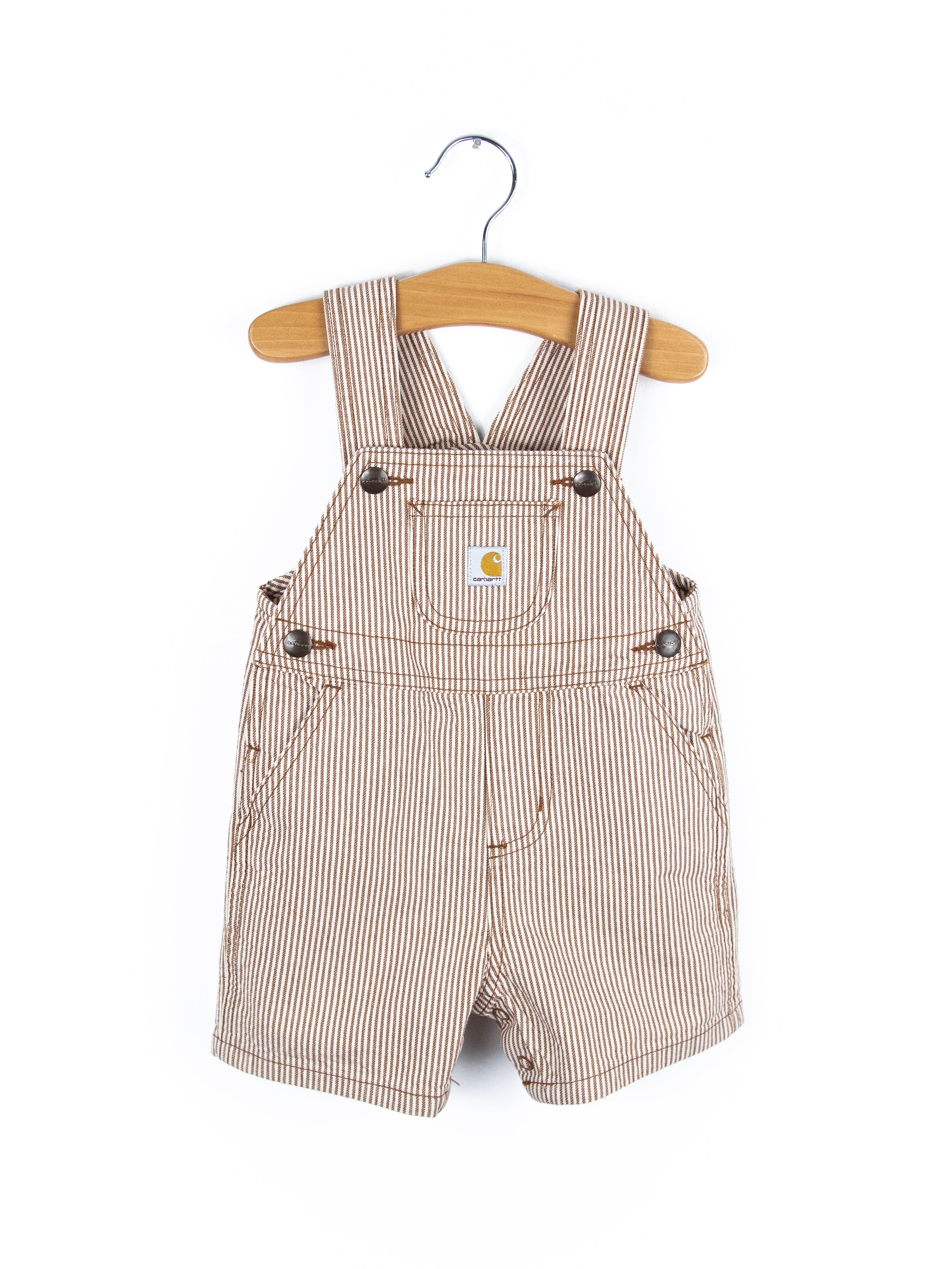 Carhartt Brown & White Stripe Dungaree Shorties - Age 9 months
