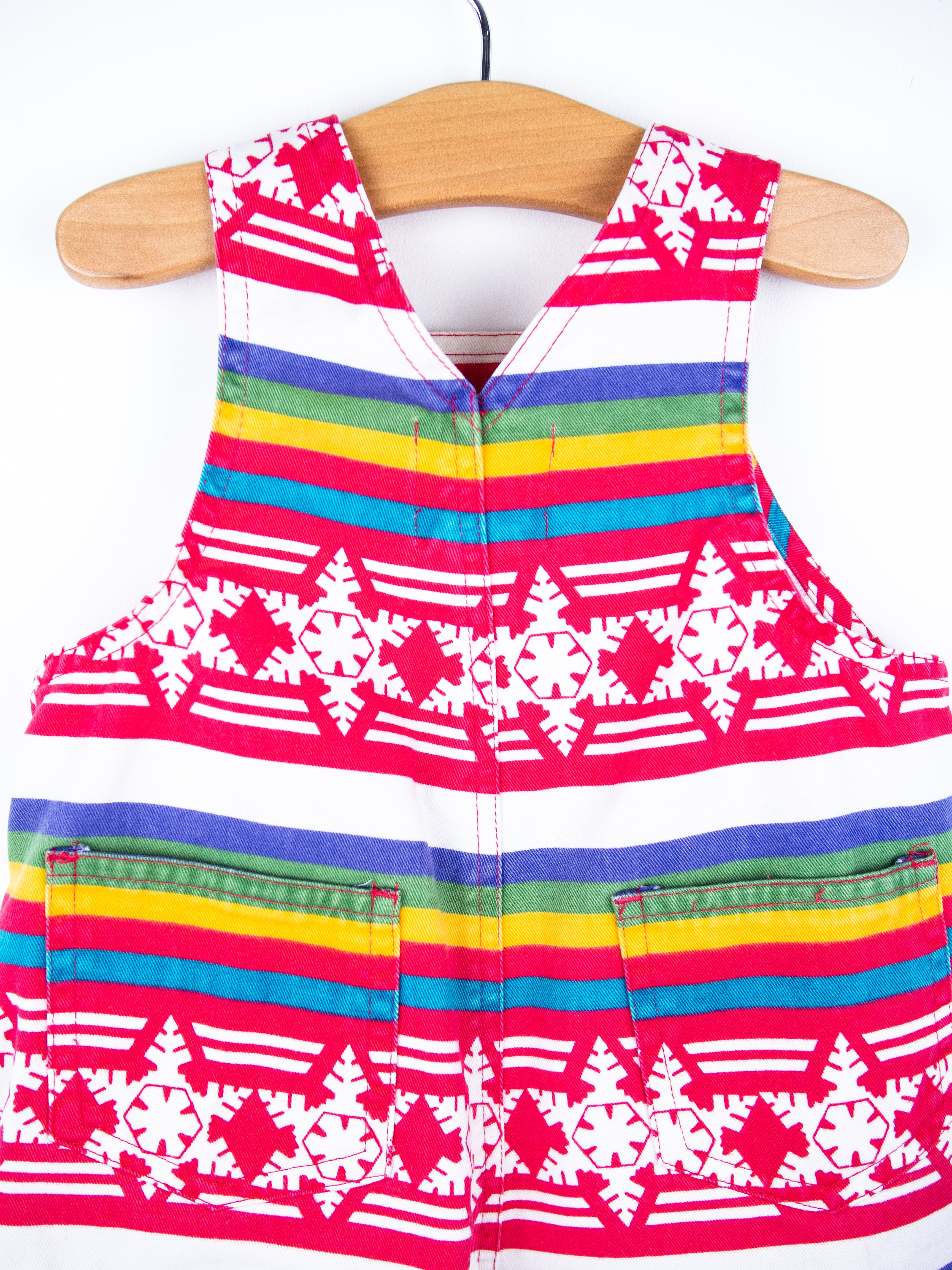 Vintage Gap Rainbow Stripe Snowflake Dungarees - Age 3-6 months