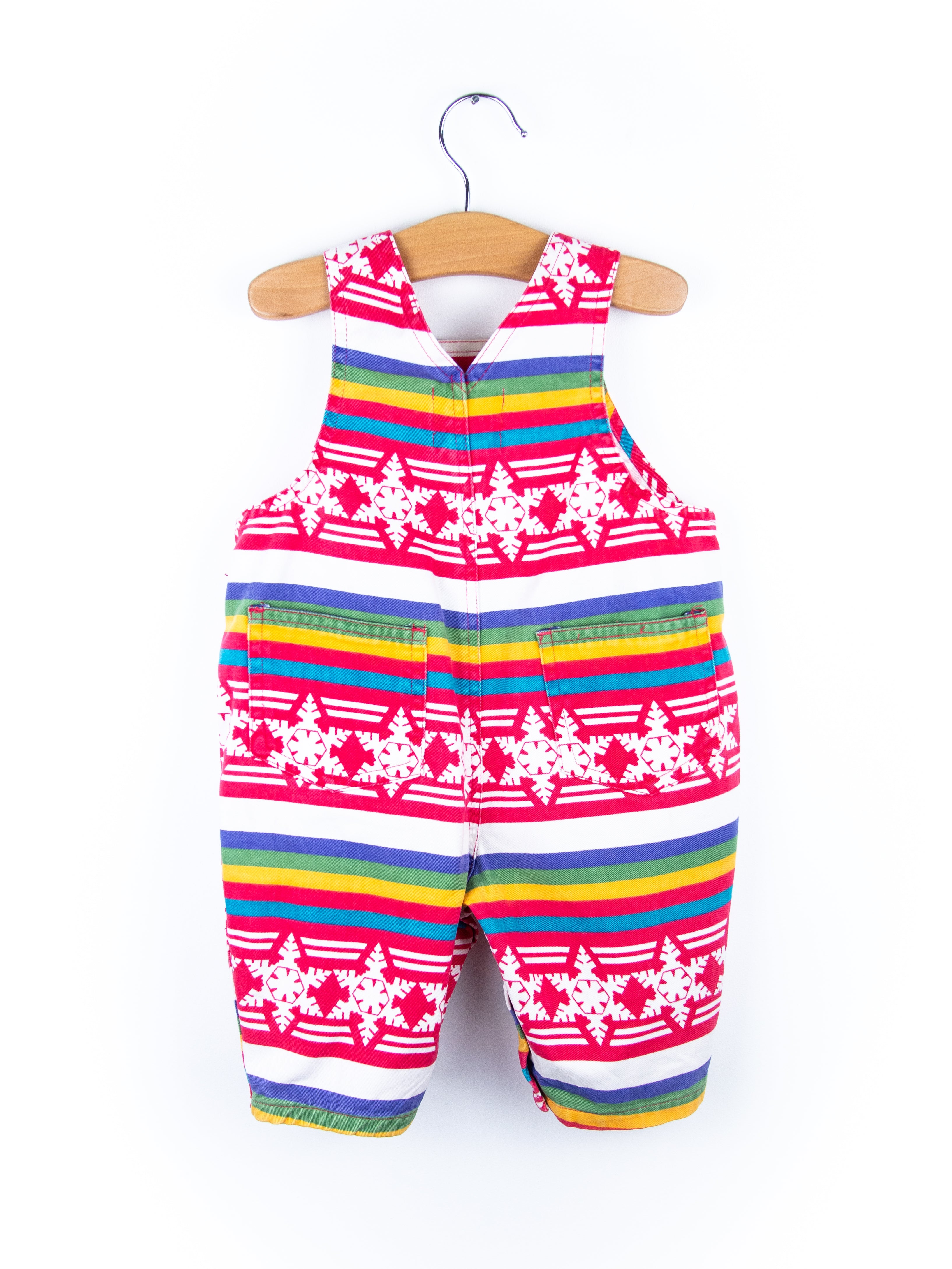 Vintage Gap Rainbow Stripe Snowflake Dungarees - Age 3-6 months