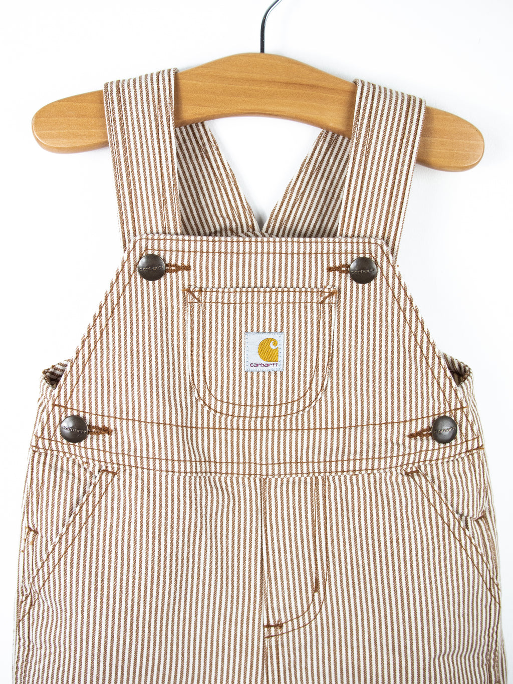 Carhartt Brown & White Stripe Dungaree Shorties - Age 9 months