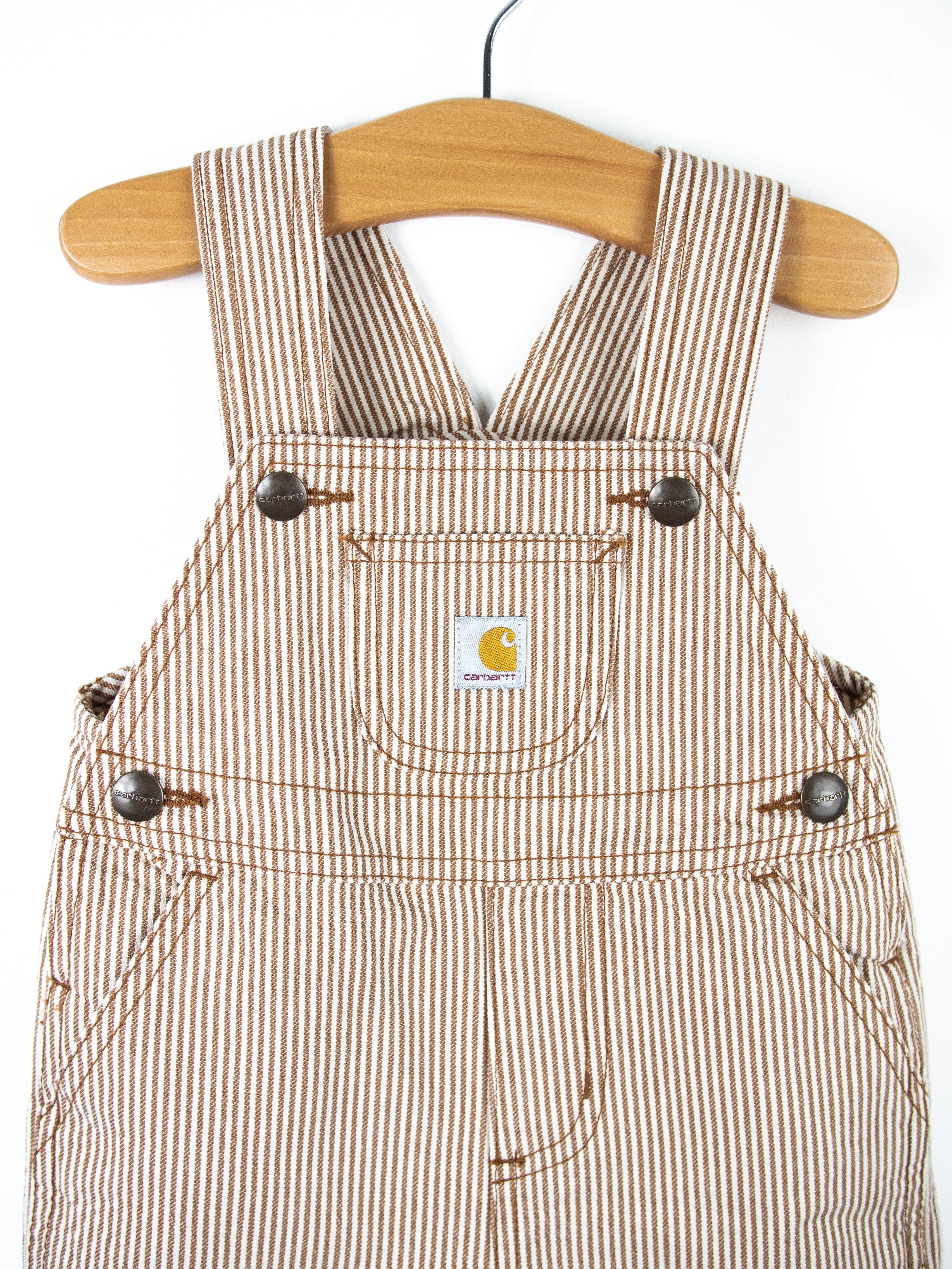 Carhartt Brown & White Stripe Dungaree Shorties - Age 9 months