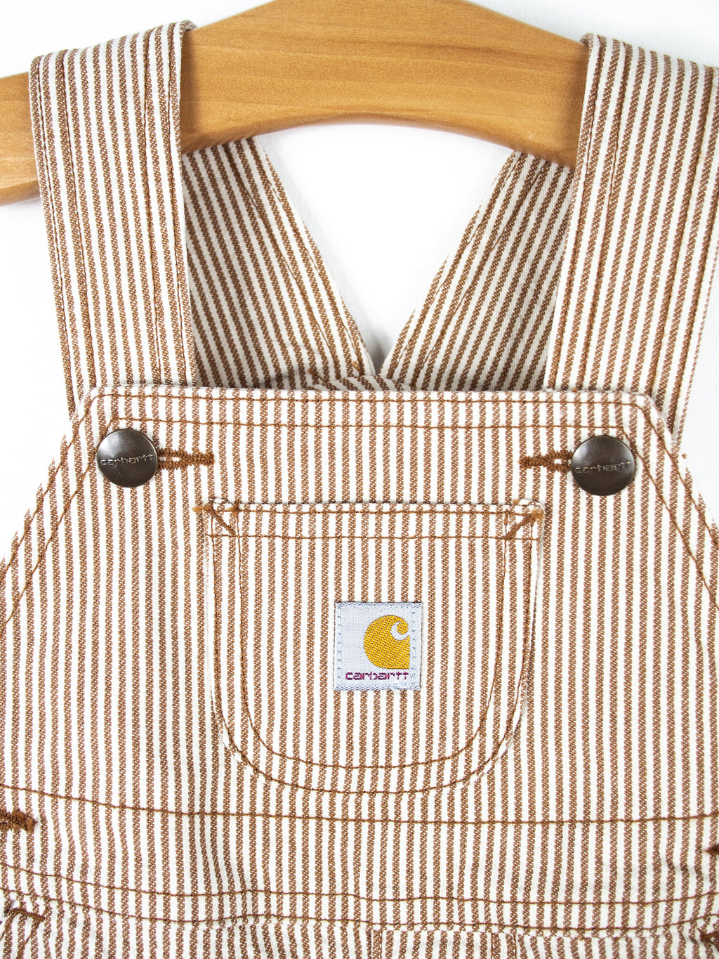 Carhartt Brown & White Stripe Dungaree Shorties - Age 9 months