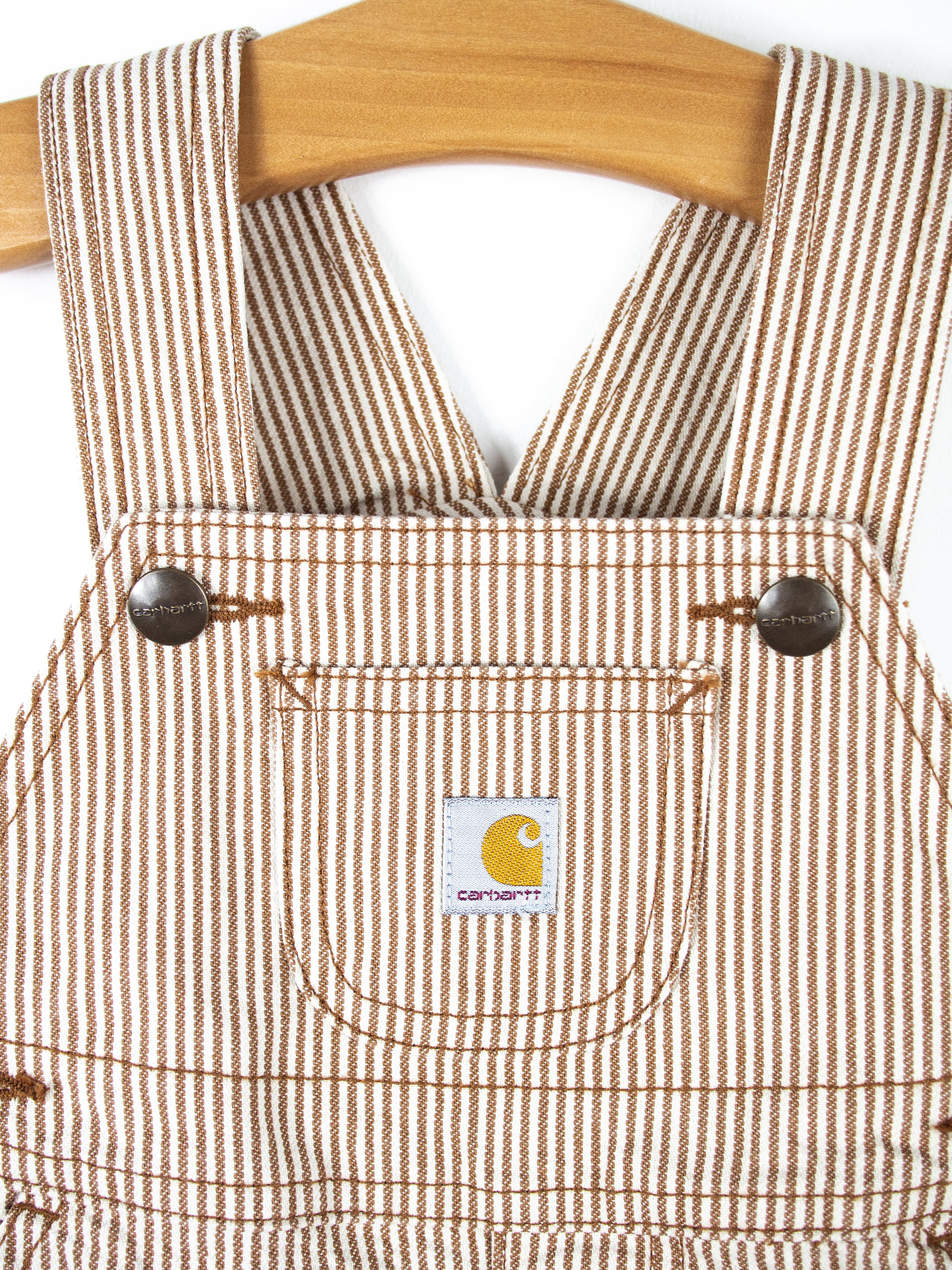 Carhartt Brown & White Stripe Dungaree Shorties - Age 9 months