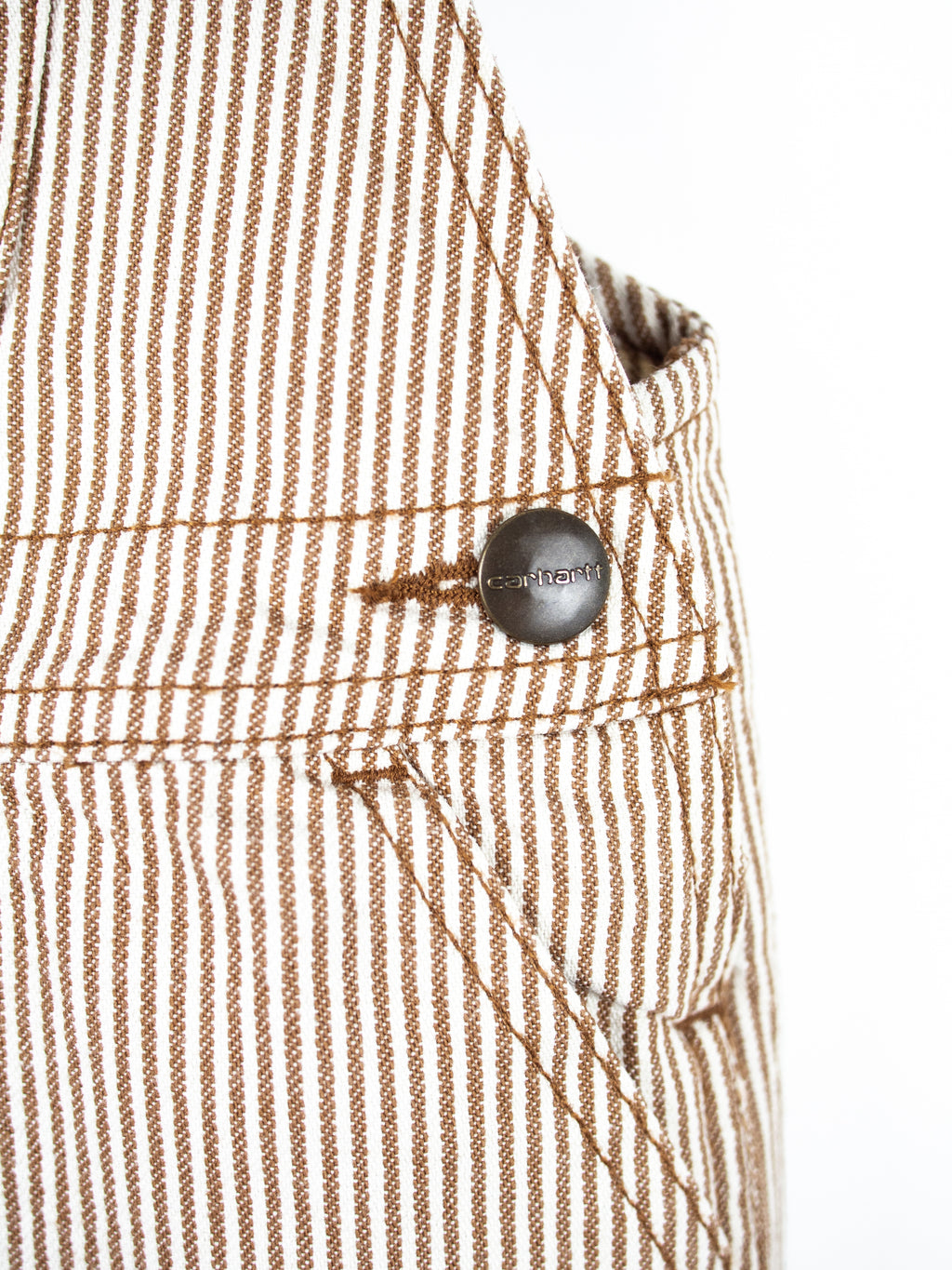 Carhartt Brown & White Stripe Dungaree Shorties - Age 9 months