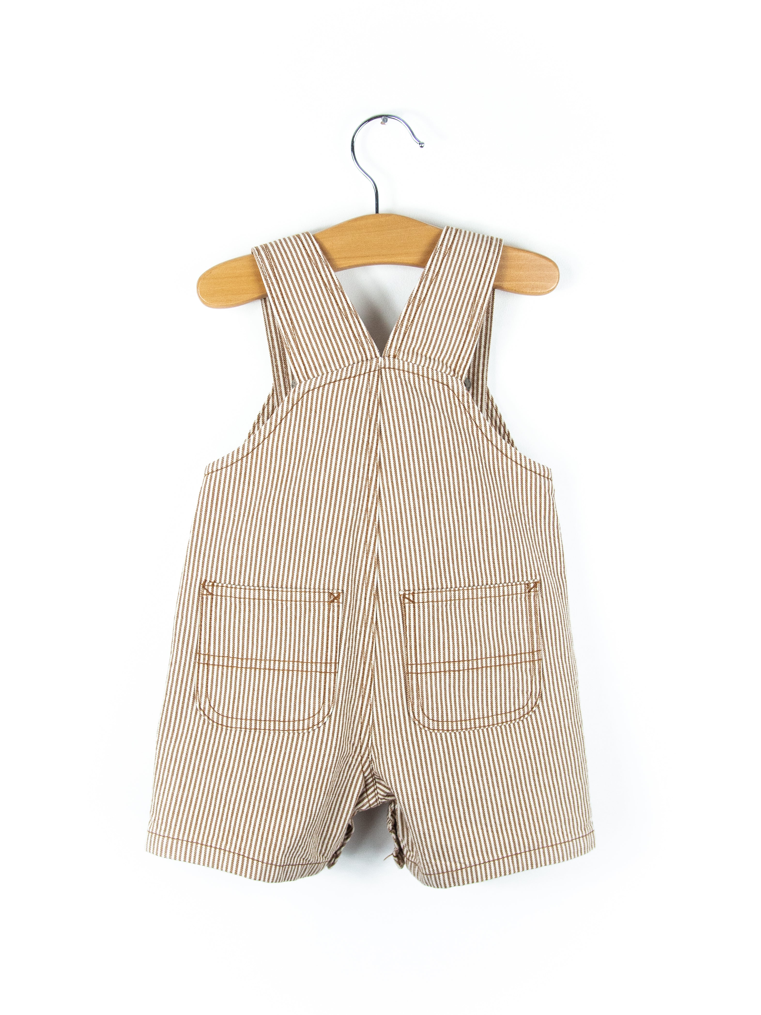 Carhartt Brown & White Stripe Dungaree Shorties - Age 9 months