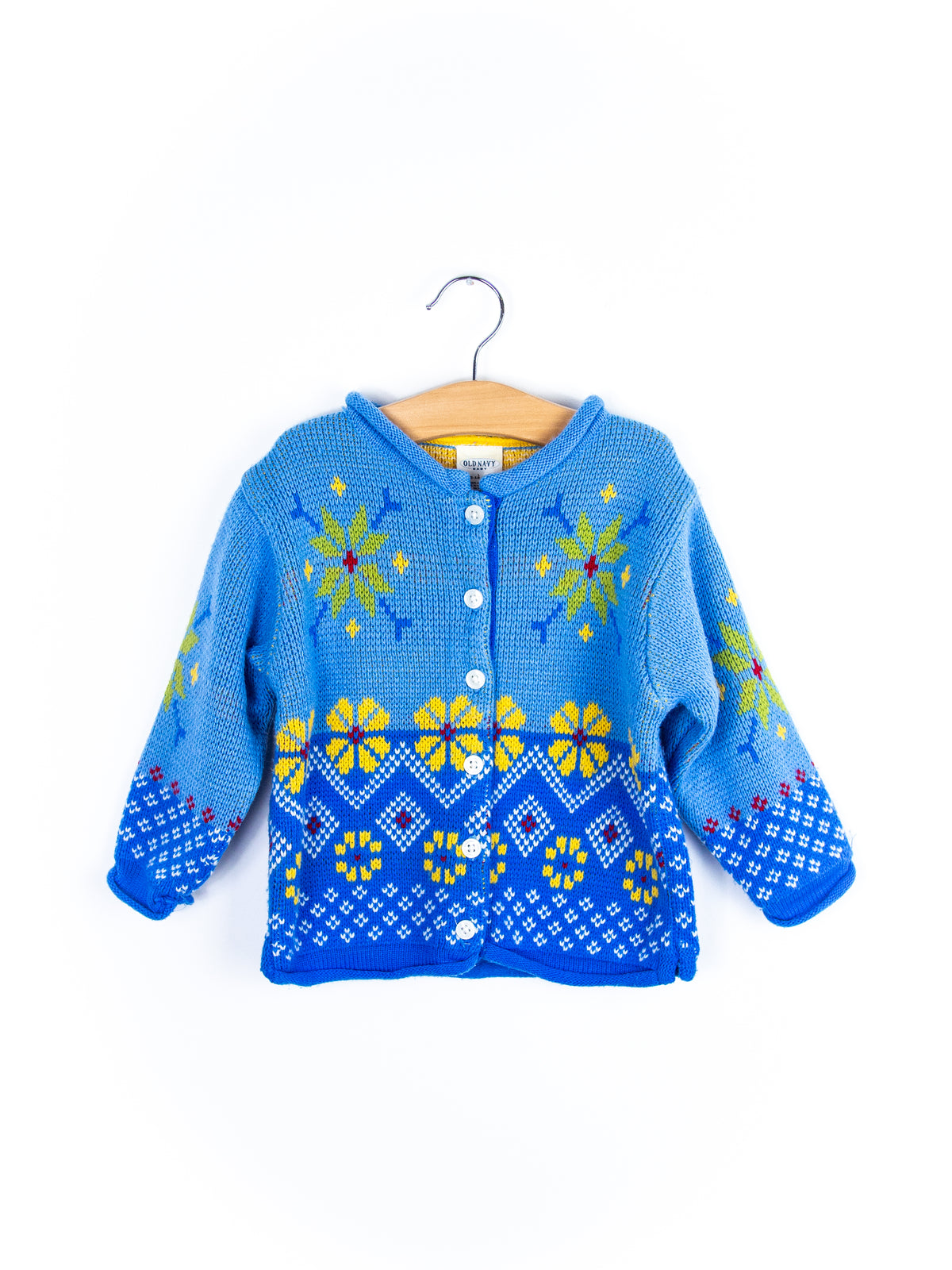 Vintage Old Navy Floral Fair Isle Cardigan - Age 12-18 months