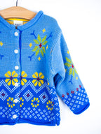 Vintage Old Navy Floral Fair Isle Cardigan - Age 12-18 months