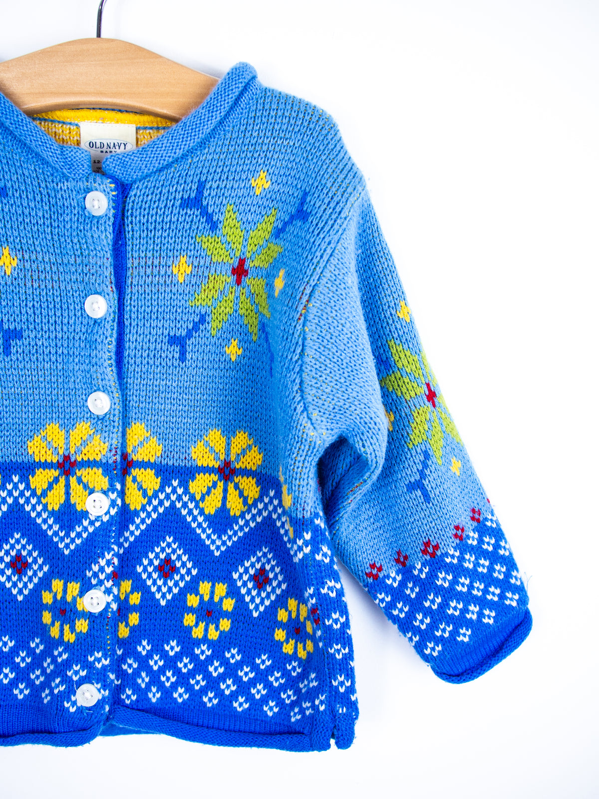 Vintage Old Navy Floral Fair Isle Cardigan - Age 12-18 months