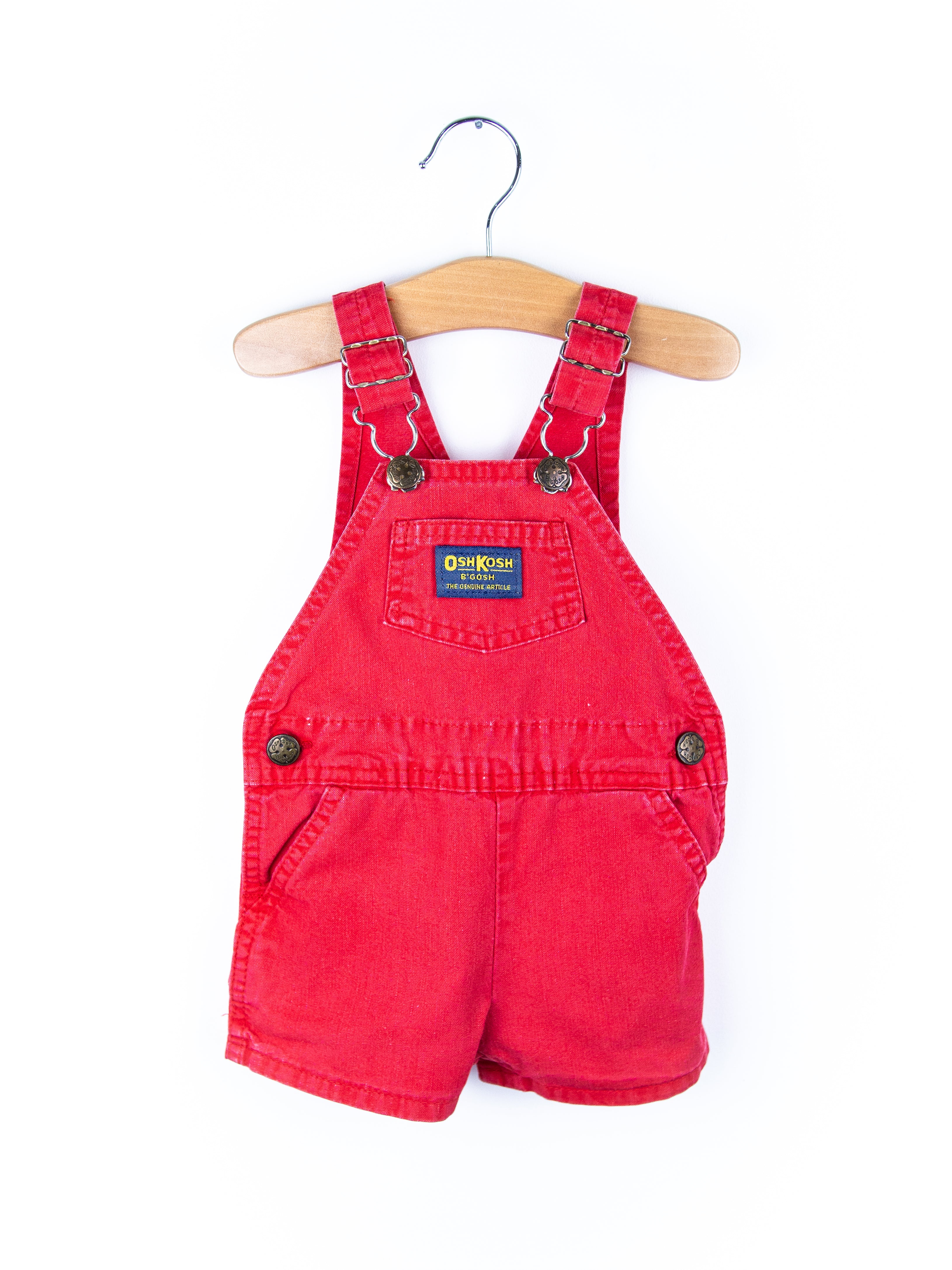 Osh Kosh Vintage Red Dungaree Shorties - Age 3-6 months
