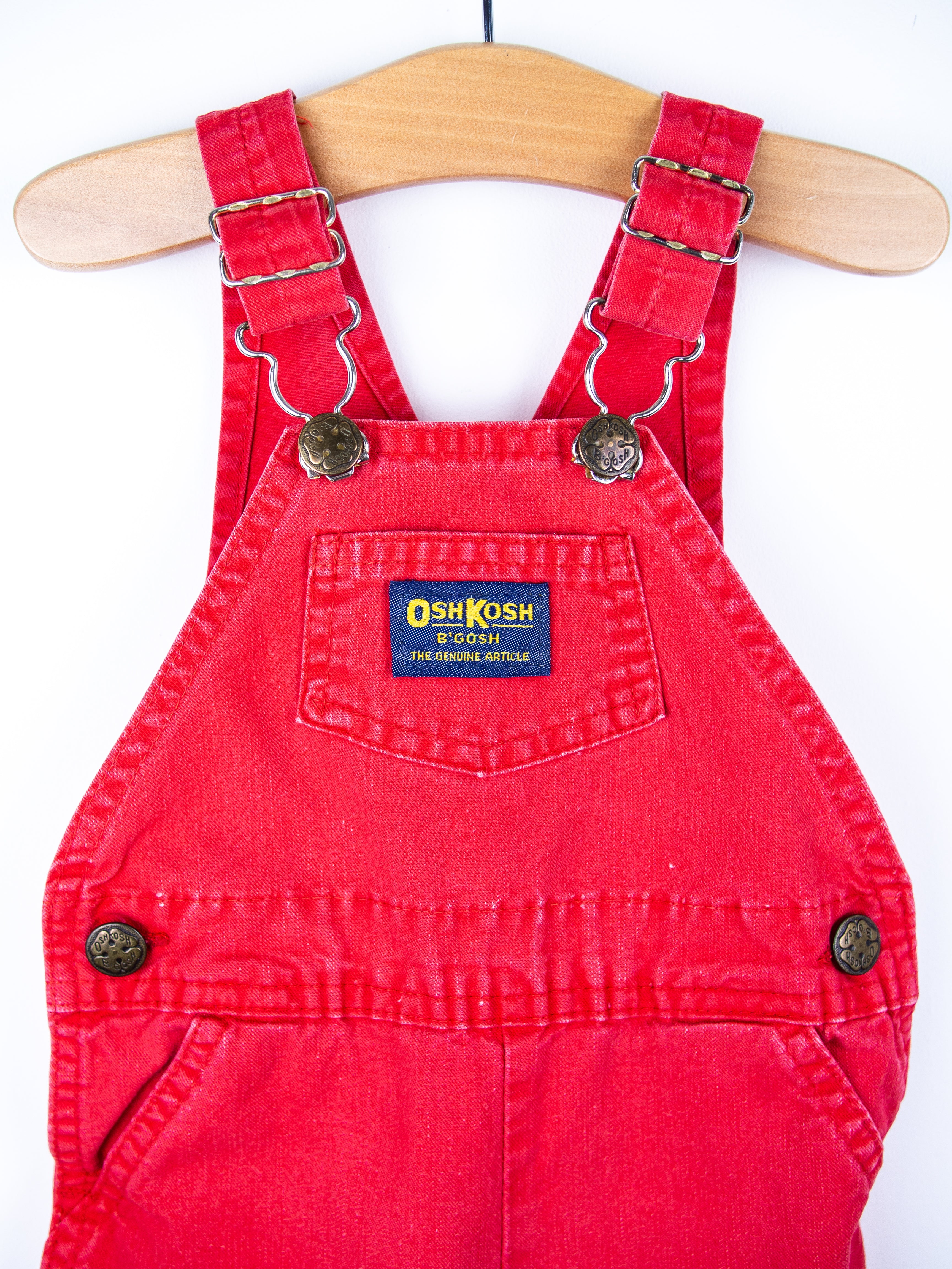 Osh Kosh Vintage Red Dungaree Shorties - Age 3-6 months