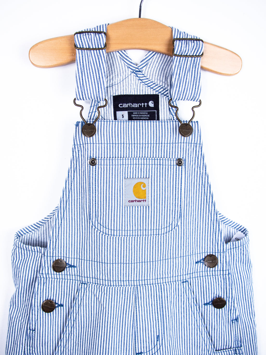 Carhartt Blue Stripe Dungaree Shorties - Age 4-5 years