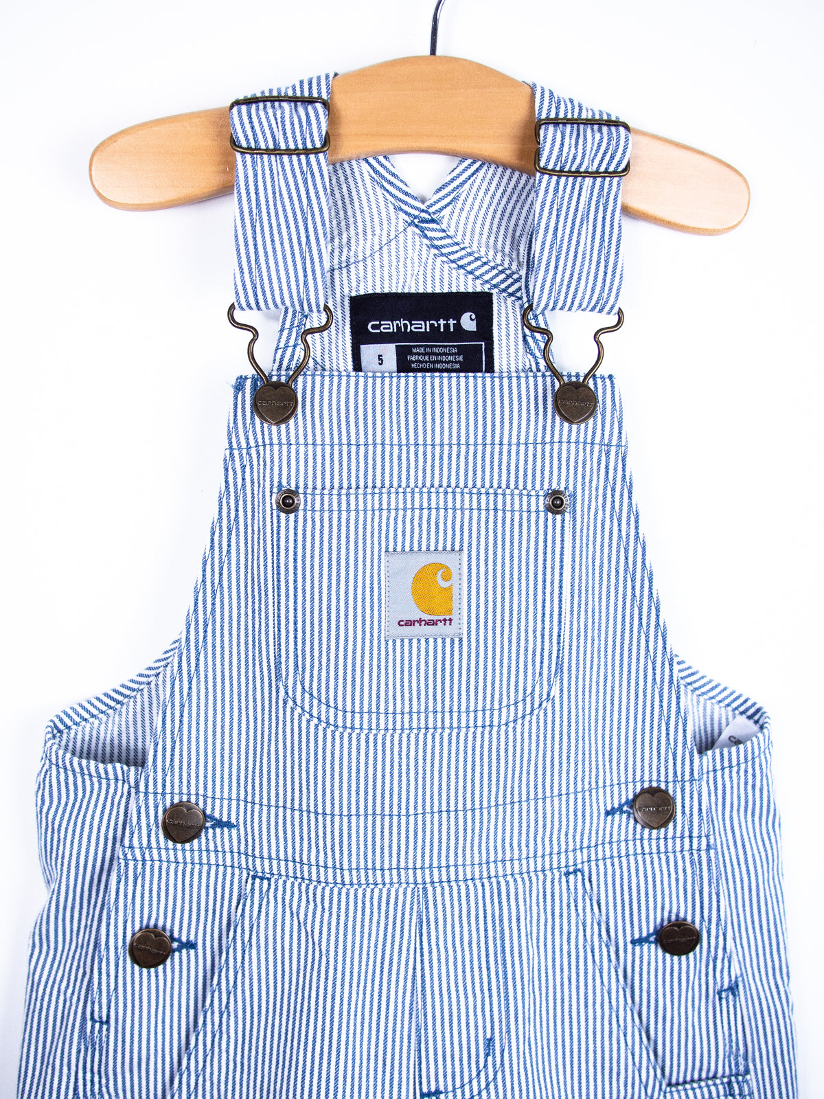 Carhartt Blue Stripe Dungaree Shorties - Age 4-5 years