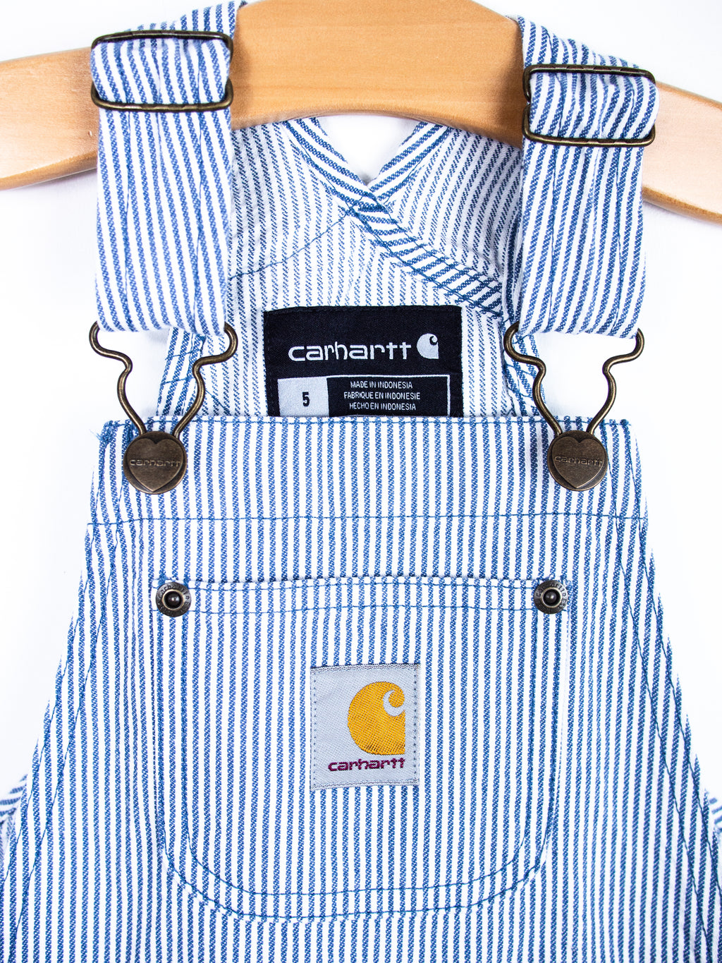 Carhartt Blue Stripe Dungaree Shorties - Age 4-5 years