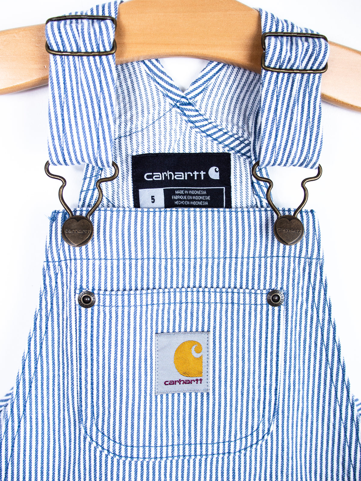 Carhartt Blue Stripe Dungaree Shorties - Age 4-5 years