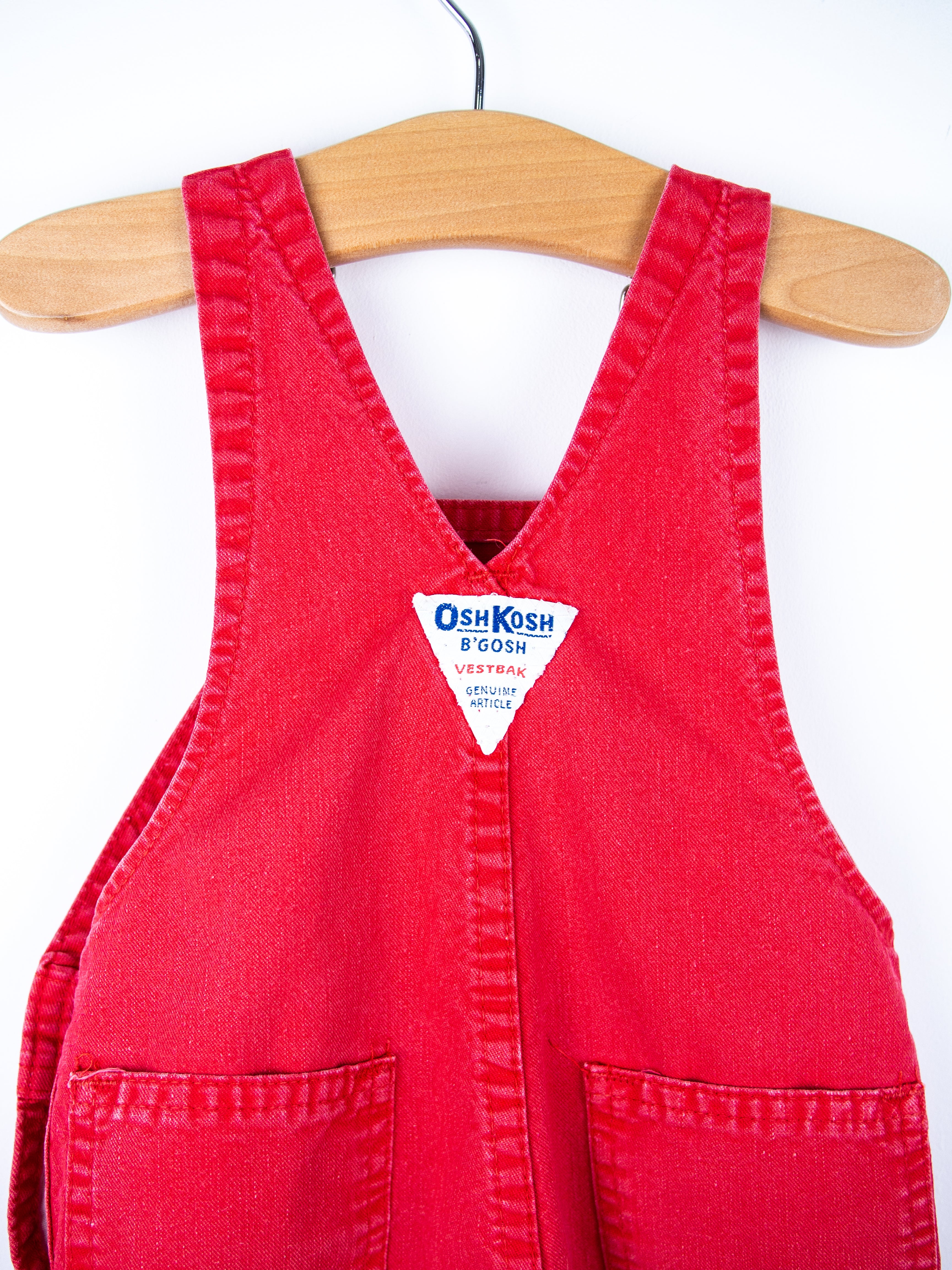 Osh Kosh Vintage Red Dungaree Shorties - Age 3-6 months