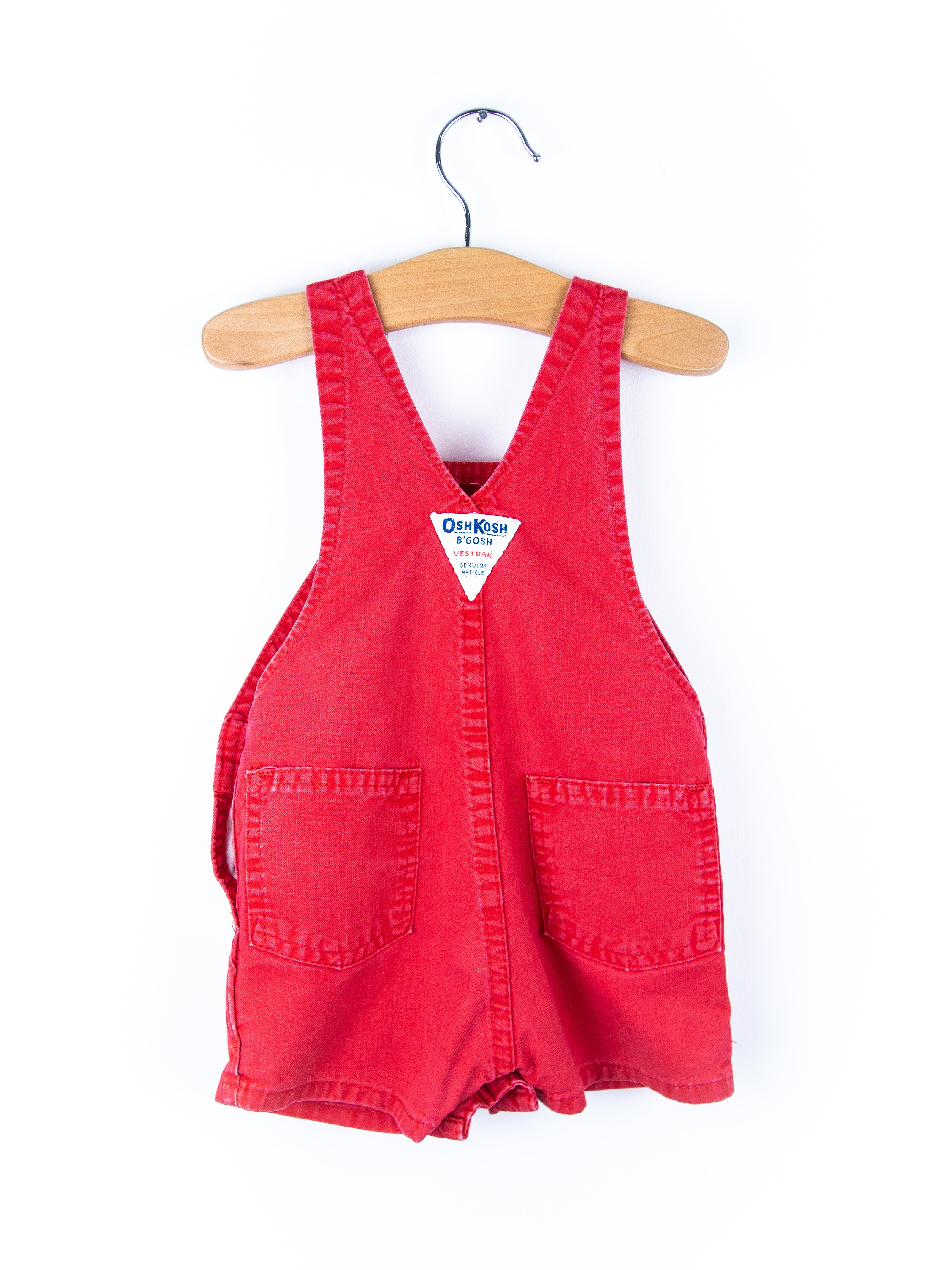 Osh Kosh Vintage Red Dungaree Shorties - Age 3-6 months