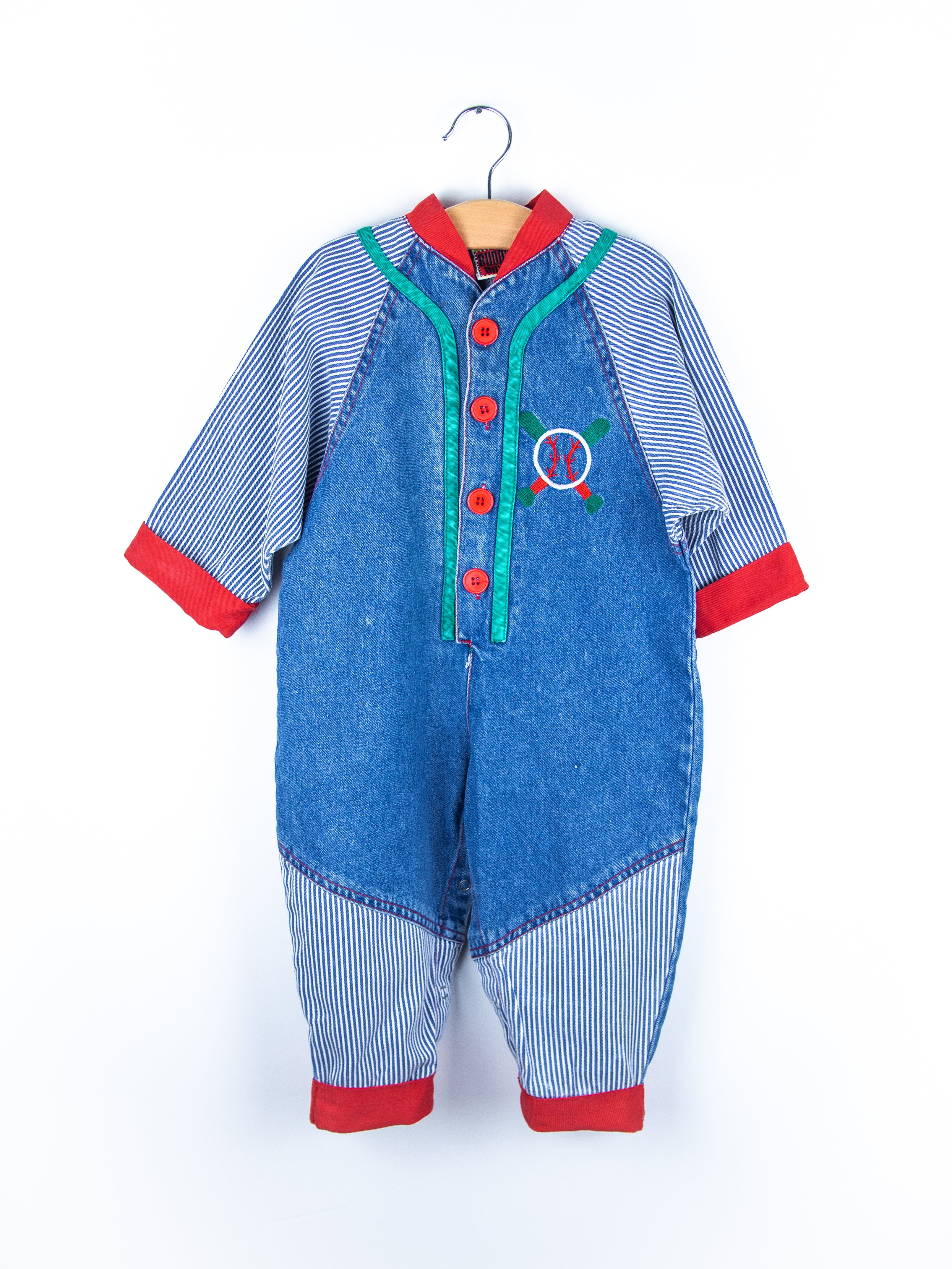 Vintage Denim & Stripe Boiler Suit - Age 24 months