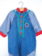 Vintage Denim & Stripe Boiler Suit - Age 24 months
