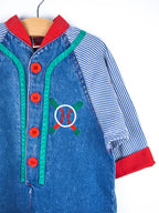 Vintage Denim & Stripe Boiler Suit - Age 24 months