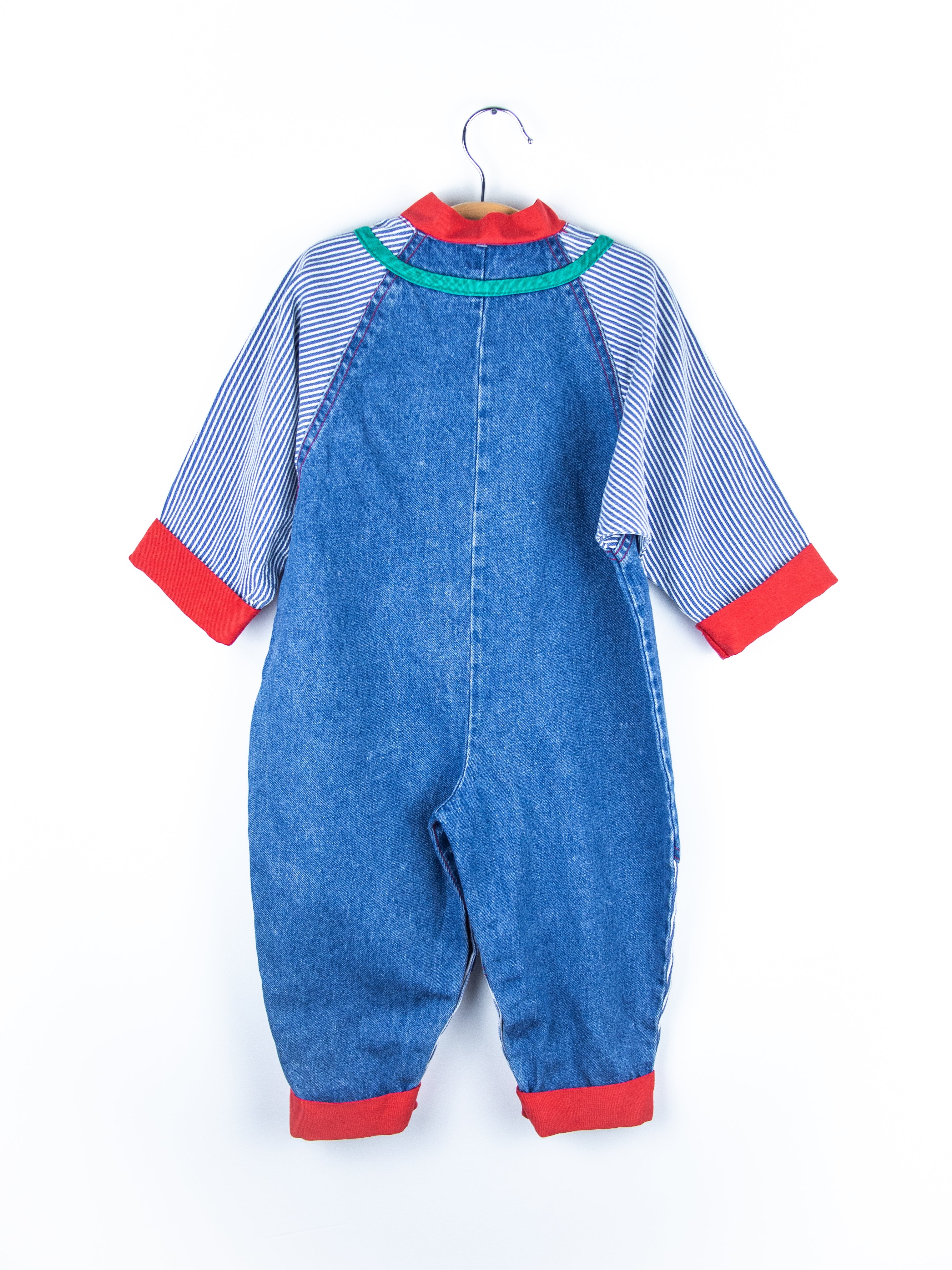 Vintage Denim & Stripe Boiler Suit - Age 24 months