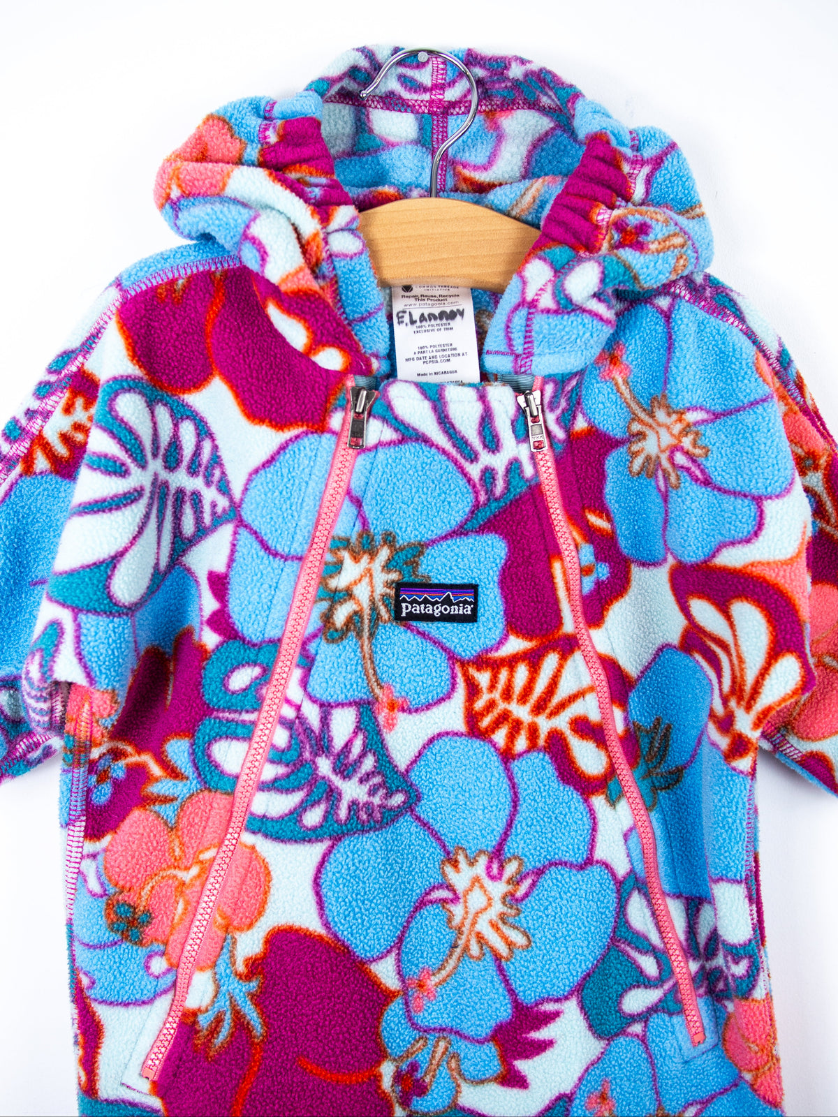 Patagonia Graphic Floral Fleece Snowsuit / Sleep Bag - Age 6 months