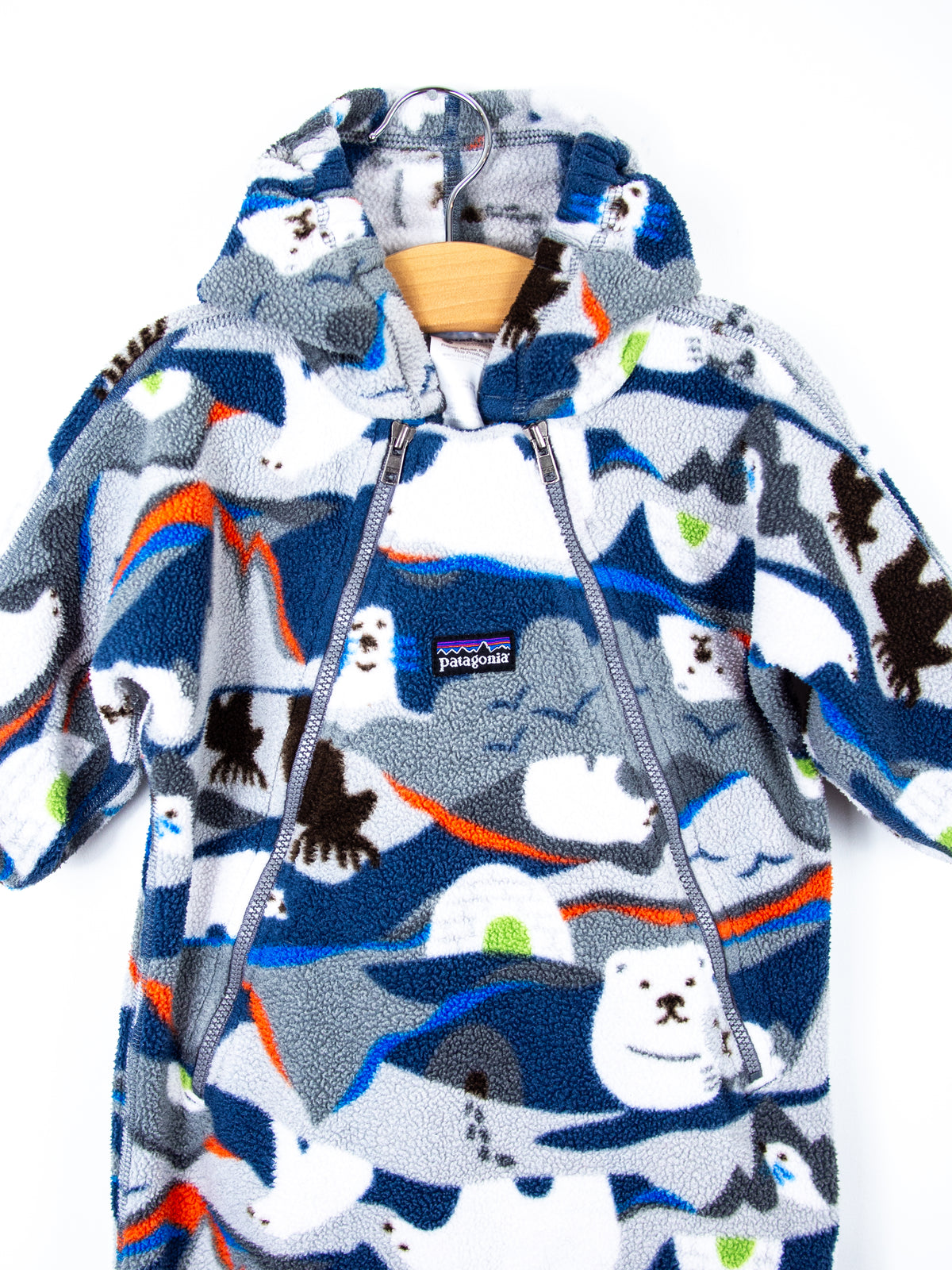 Patagonia Vintage Polar Bear Fleece Snowsuit / Sleep Bag - Age 6 months