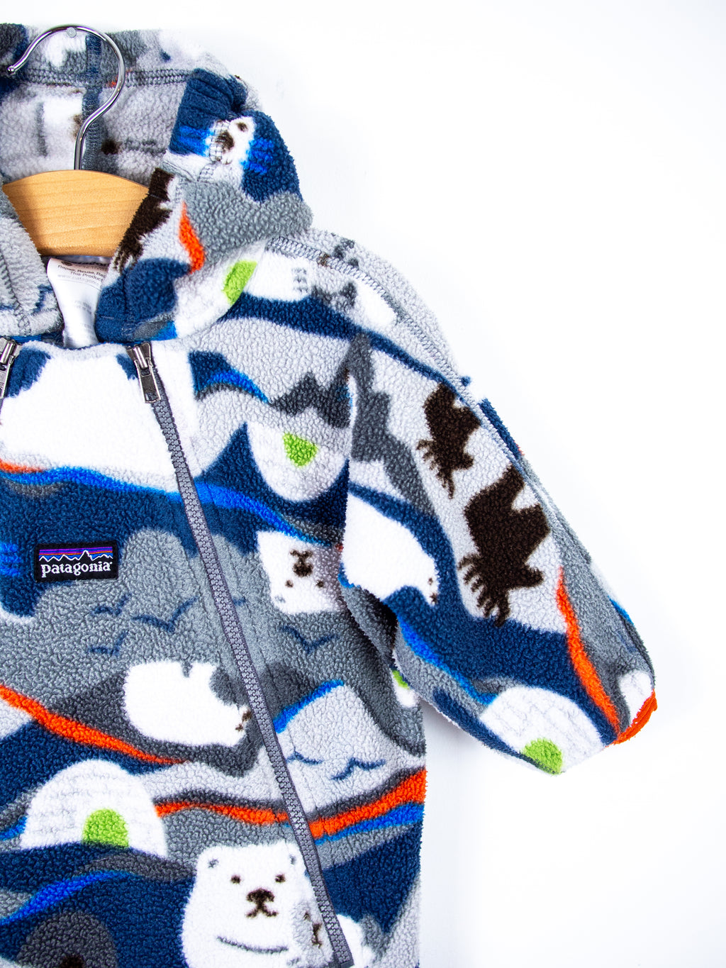 Patagonia Vintage Polar Bear Fleece Snowsuit / Sleep Bag - Age 6 months