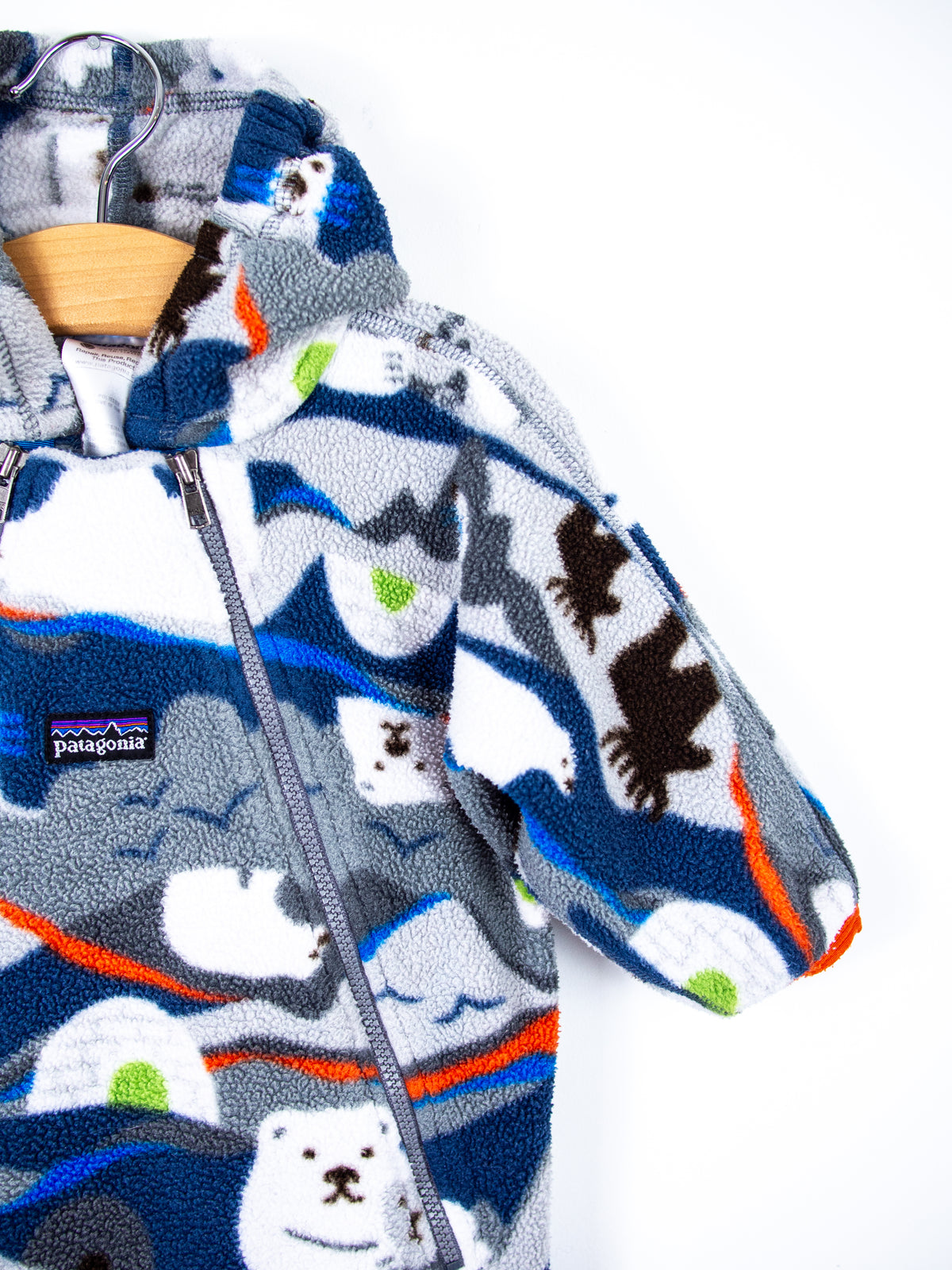 Patagonia Vintage Polar Bear Fleece Snowsuit / Sleep Bag - Age 6 months