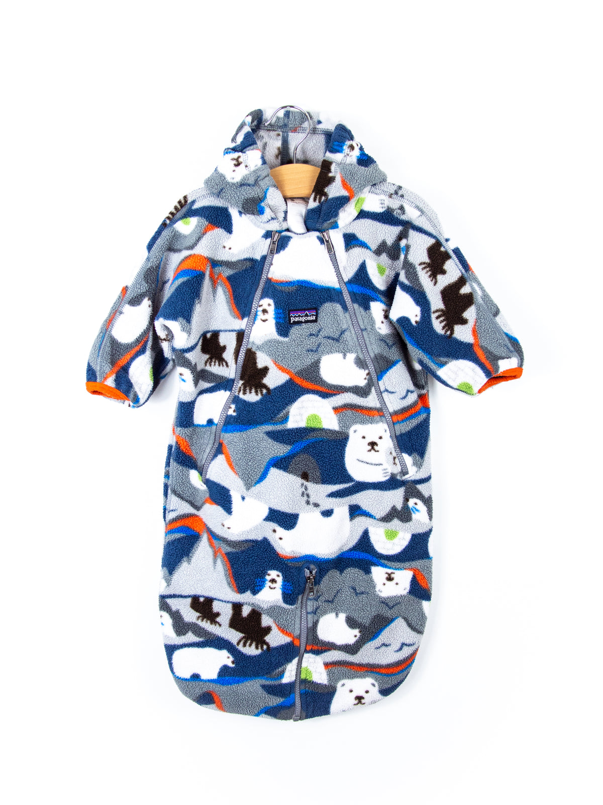 Patagonia Vintage Polar Bear Fleece Snowsuit / Sleep Bag - Age 6 months