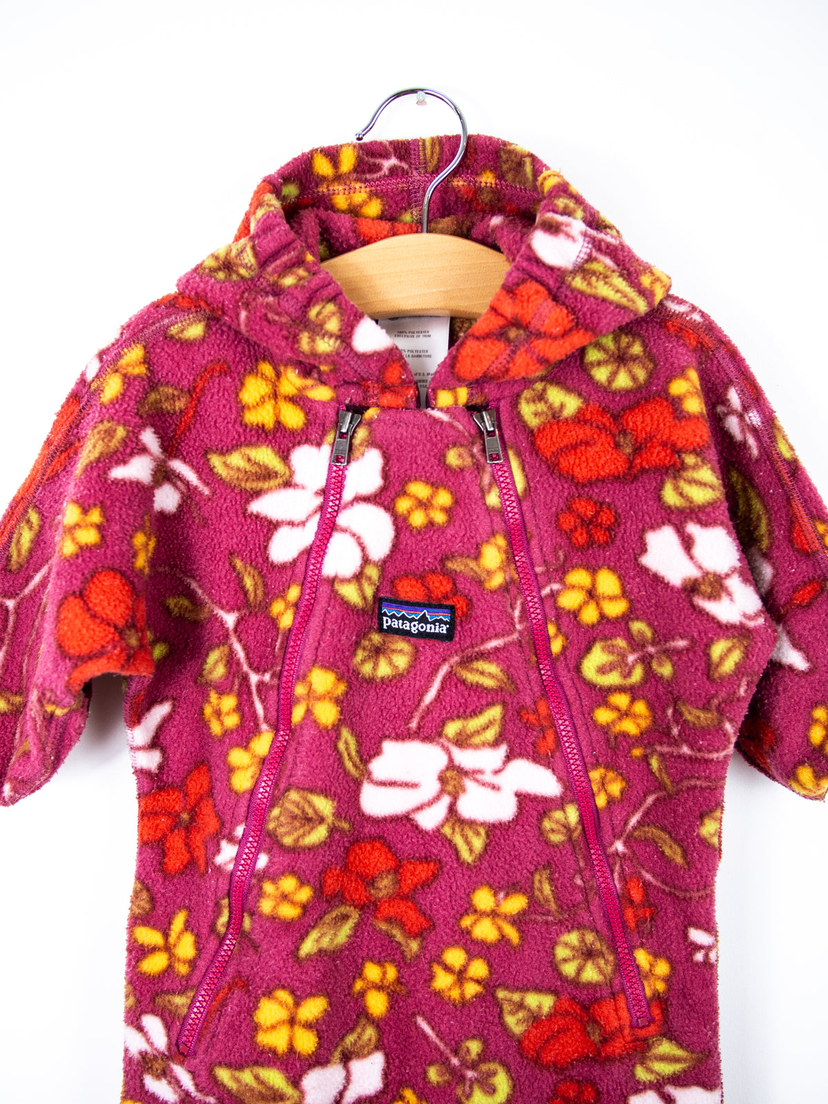 Patagonia Vintage Floral Fleece Snowsuit / Sleep Bag - Age 6 months