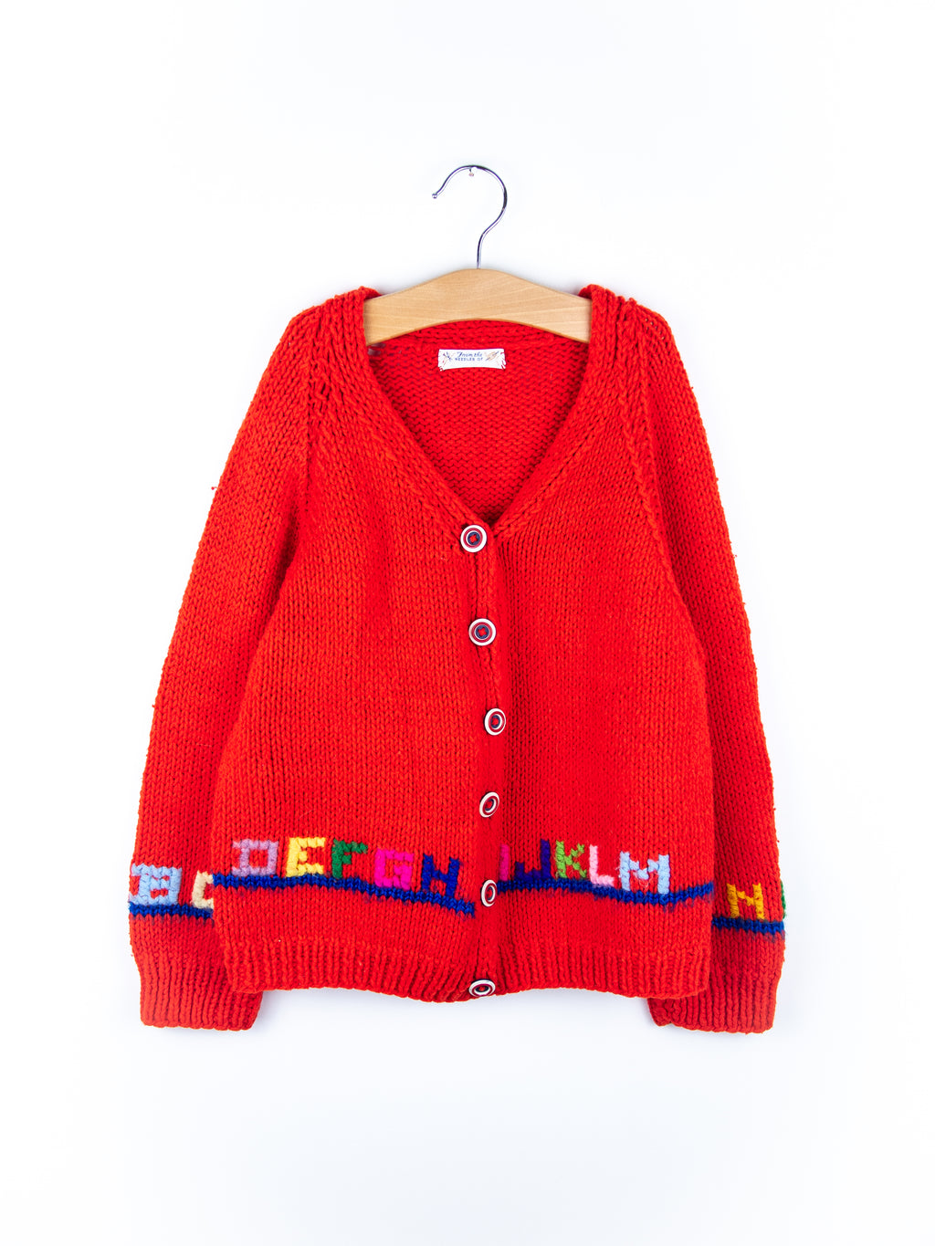 Vintage Red Alphabet Knit Cardigan - Age 5 years