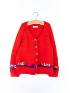 Vintage Red Alphabet Knit Cardigan - Age 5 years