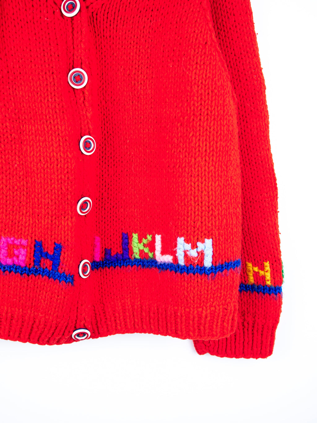 Vintage Red Alphabet Knit Cardigan - Age 5 years