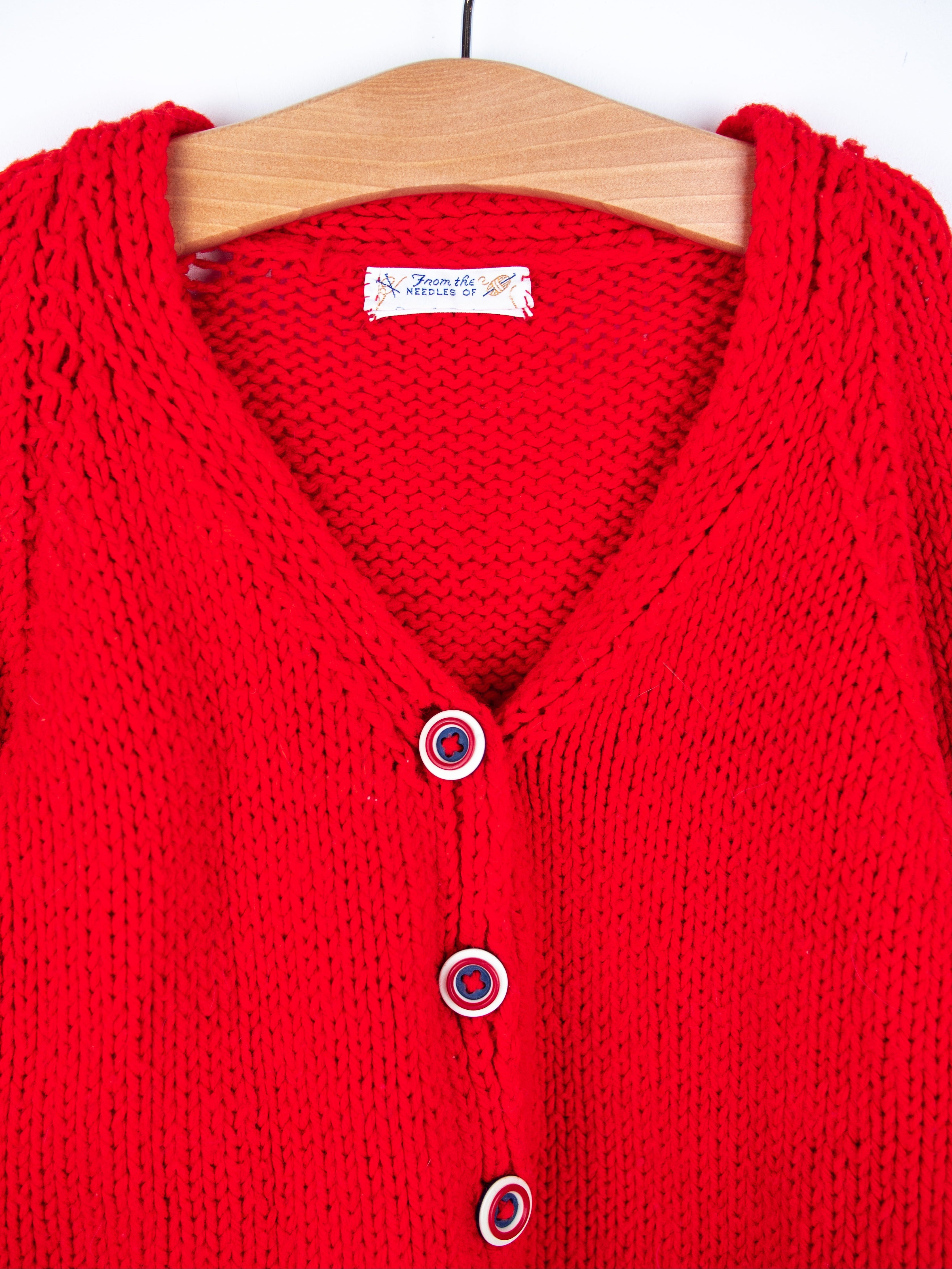 Vintage Red Alphabet Knit Cardigan - Age 5 years