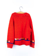 Vintage Red Alphabet Knit Cardigan - Age 5 years