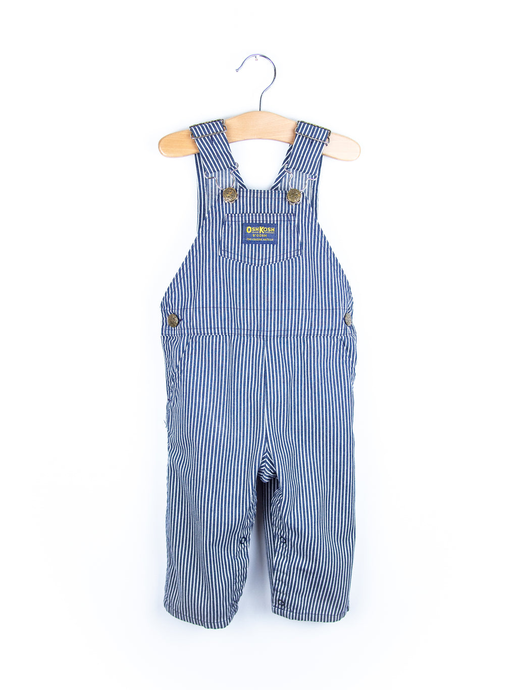 Osh Kosh Blue & White Hickory Stripe Dungarees - Age 9 months